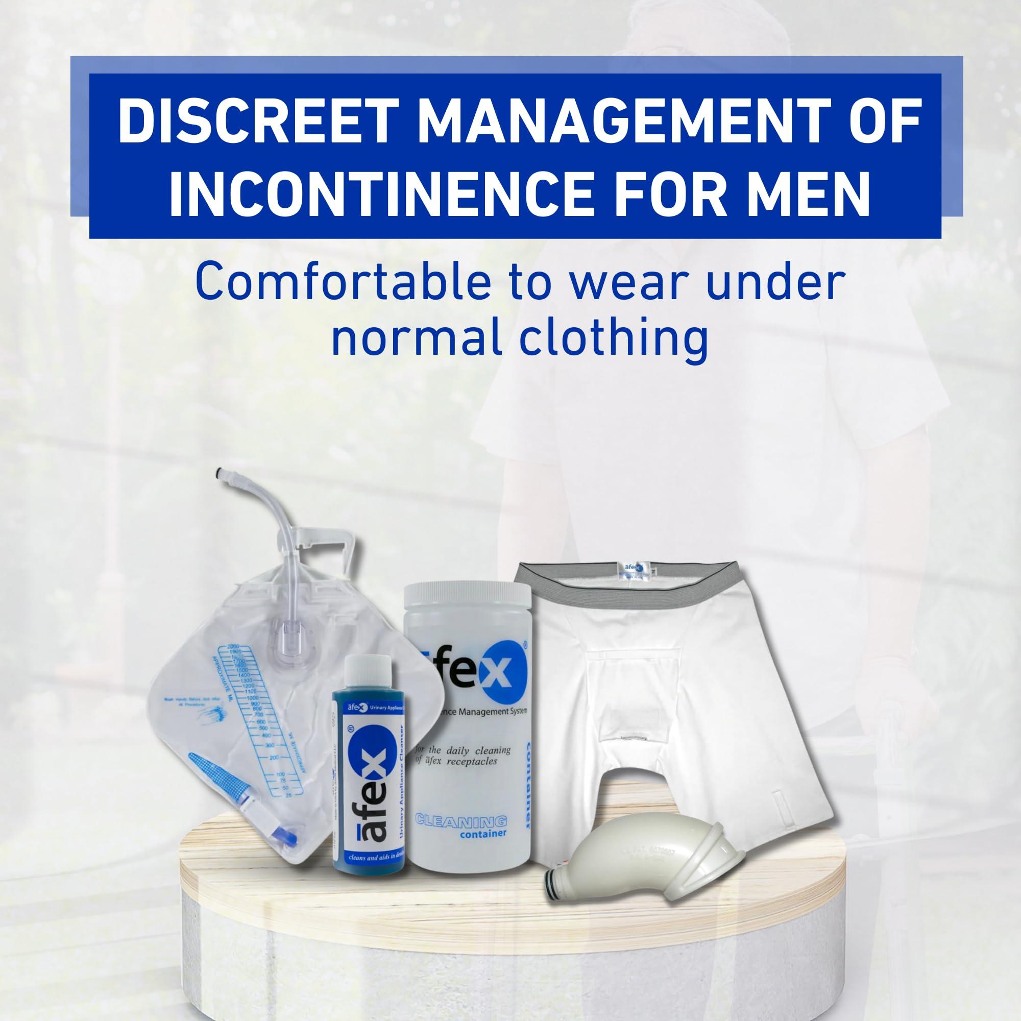 Afex Afex Night Time Incontinence Management System - Incontinence Supplies with Standard Briefs with High Style Receptacle, Accessories & Extra Capacity Bed Bag - L (for 36-38 Waist)
