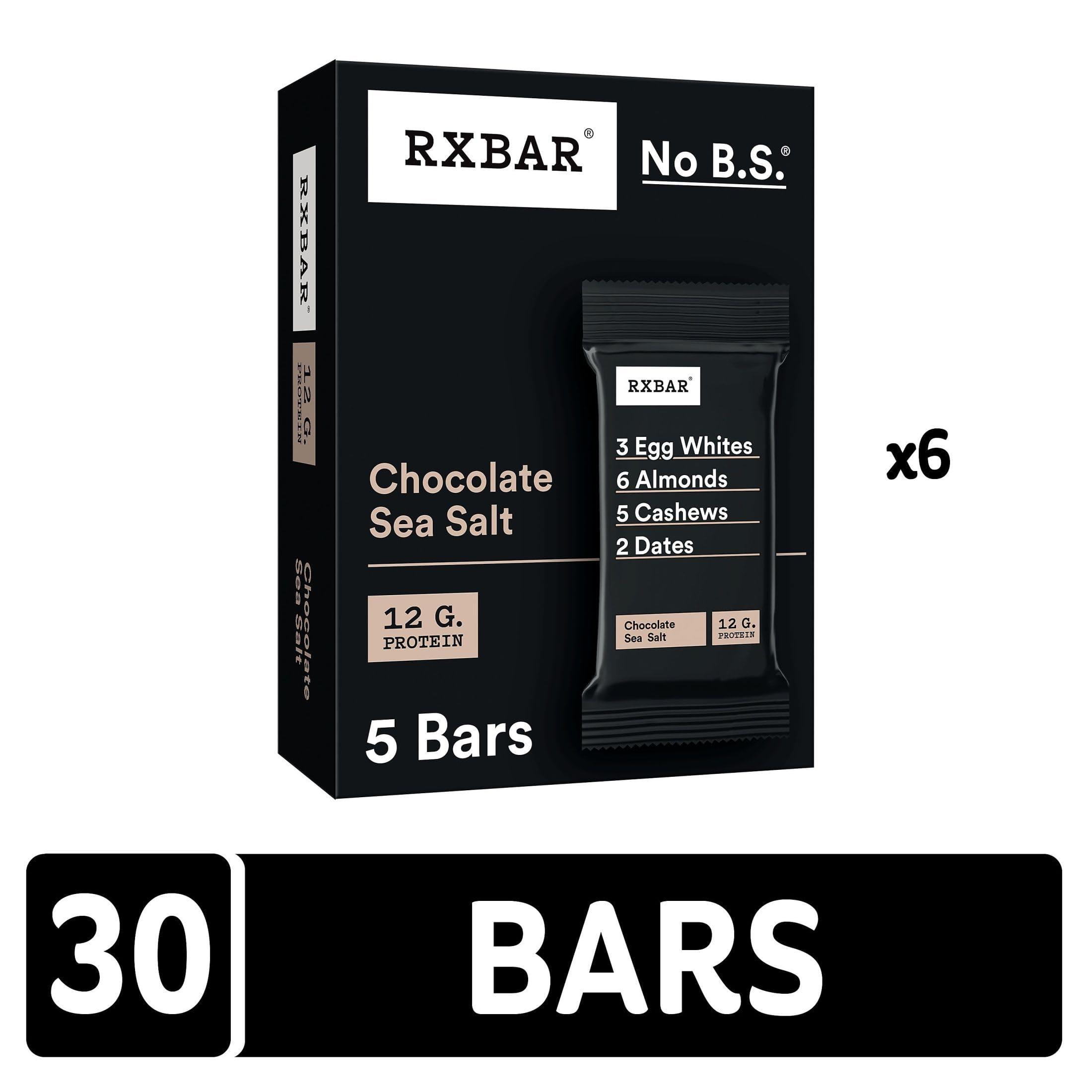 RXBAR RXBAR Protein Bars, 12g Protein, Gluten Free Snacks, Chocolate Sea Salt (6 Boxes, 30 Bars)