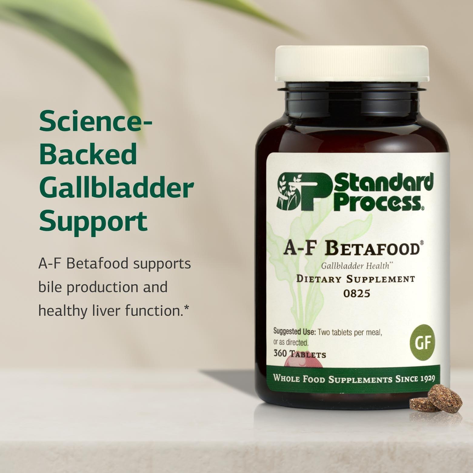 Standard Process Standard Process A-F Betafood - Gluten-Free Liver Support, Cholesterol Metabolism, and Gallbladder Support Supplement with Vitamin A, Iodine, Vitamin B6-360 Tablets