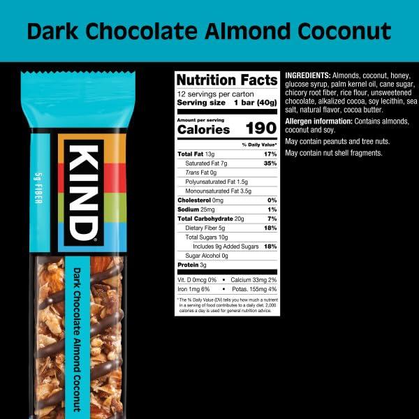 KIND KIND Bars, Dark Chocolate Almond & Coconut, Healthy Snacks, Gluten Free, 24 Count