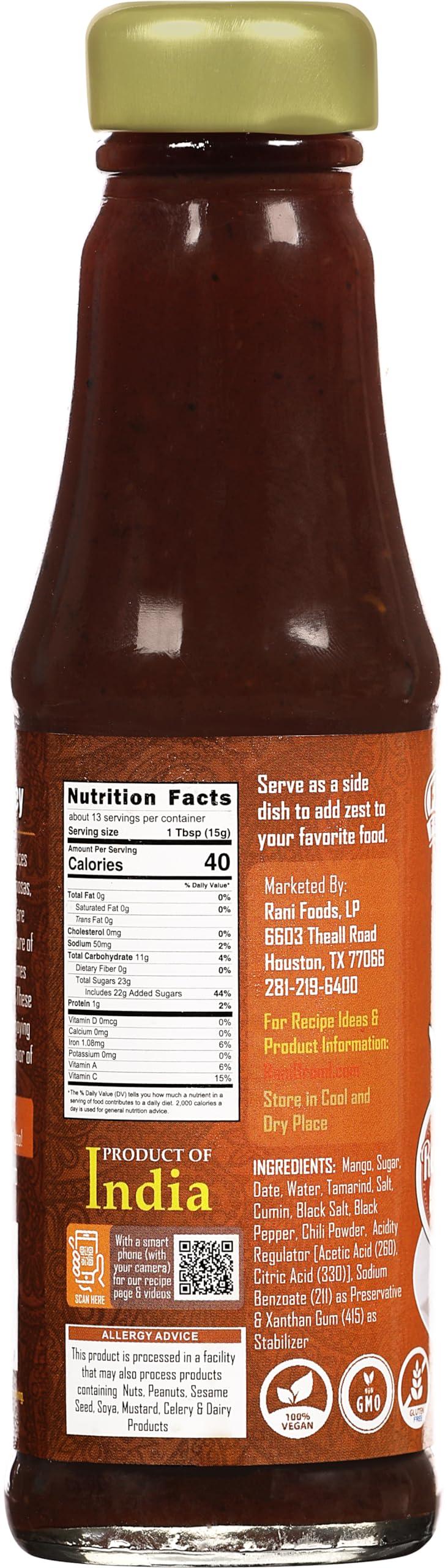 Rani Brand Authentic Indian Products Rani Samosa Chutney (Sweet, Sour & Spicy Dipping Sauce) 7oz (200g) Glass Jar, Ready to eat, Vegan ~ Gluten Free | NON-GMO | Kosher | No Colors | Indian Origin