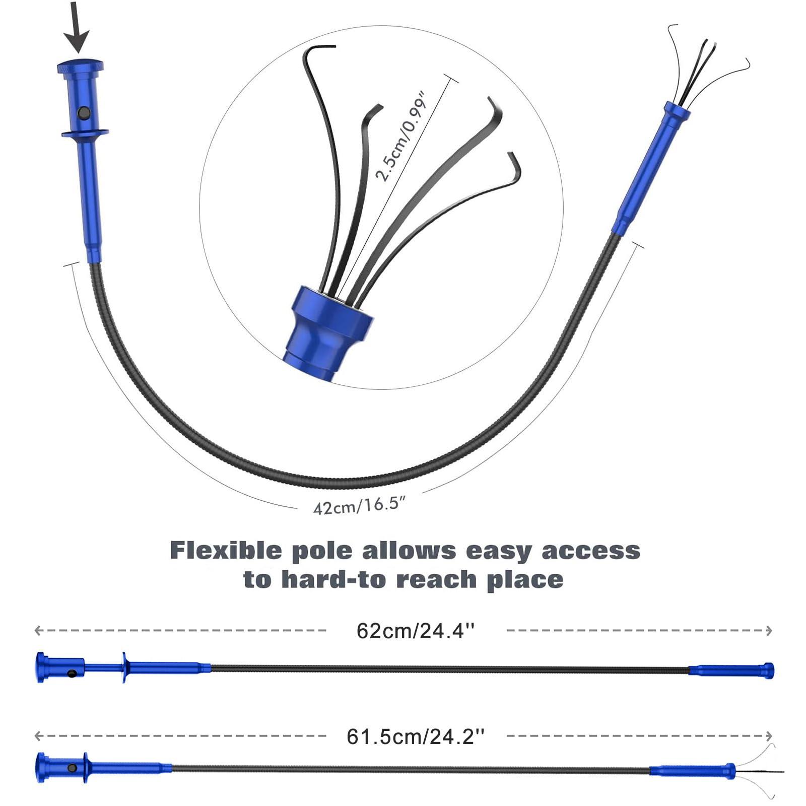 Housolution Housolution Grabber Tool Magnetic Four-claw Picker, Bendable Hose Reacher Pickup Sweeper with LED Lights, Flexible Long Handy Reaching Assist Tool for Litter Pick/Home Sink/Drain, Grabber Reacher Tool