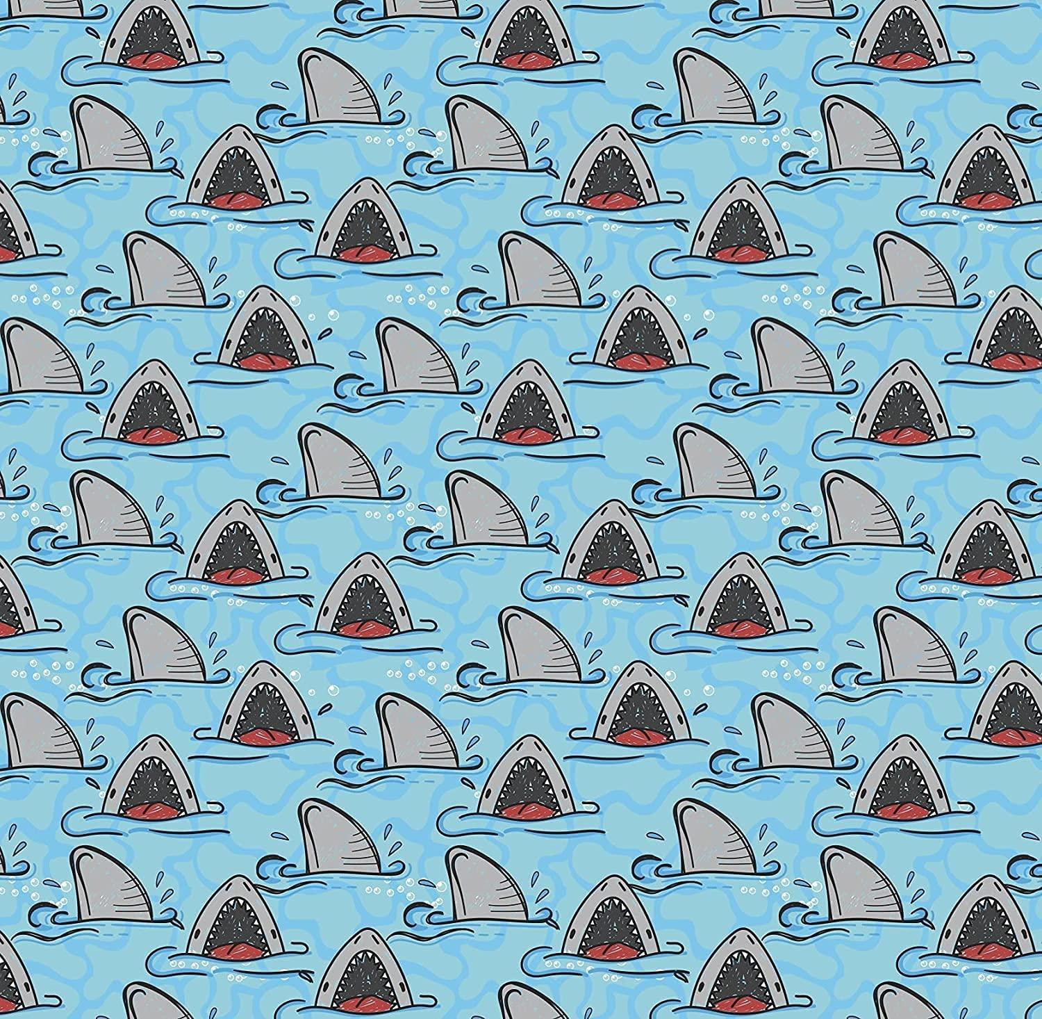 Stesha Party Shark Birthday Party Gift Wrapping Paper - Folded Flat 30 x 20 Inch (3 Sheets)