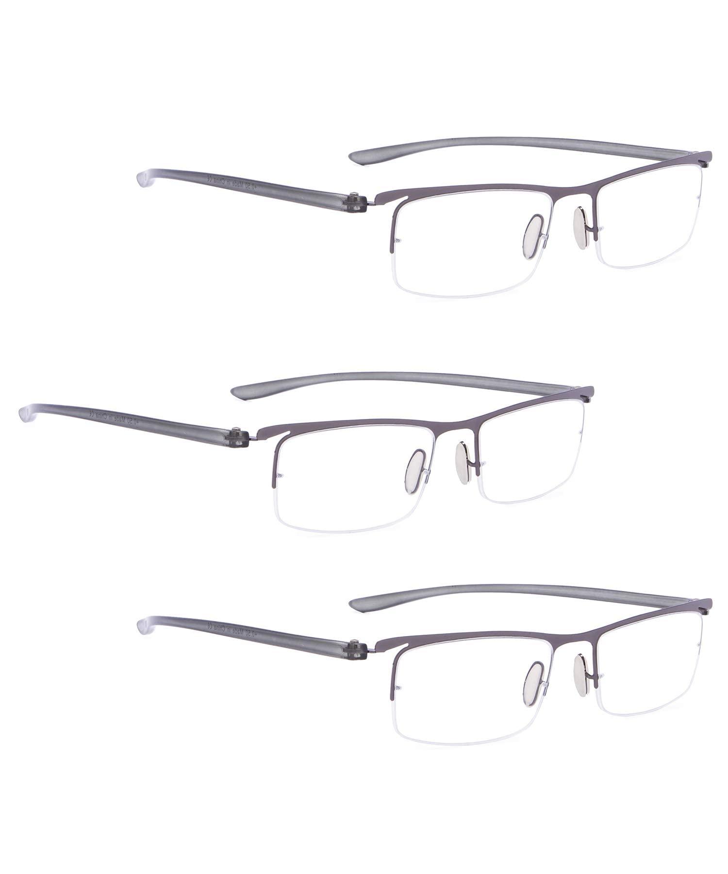 LUR 3 Packs Half-rim Reading Glasses + 6 Packs Classic Reading Glasses (Total 9 Pairs Readers +4.00)