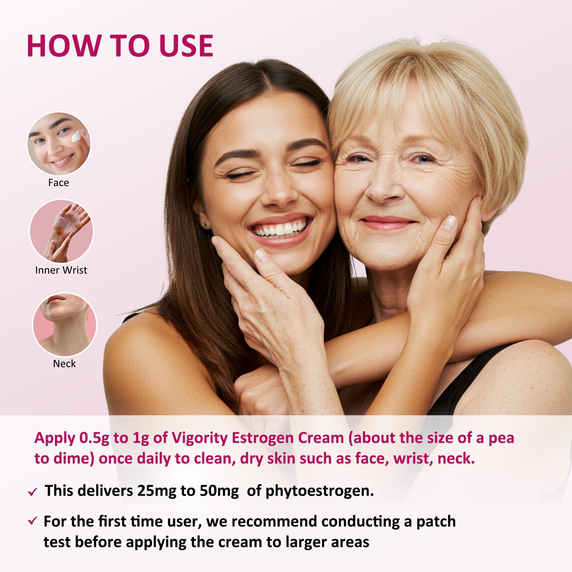 Vigority Estrogen Cream For Women, Natural Bioidentical, Hot Flashes Menopause Relief, Estrogen Cream With Wild Yam, Menstrual Cycle & Body Balance Support, Helps Reduce Hot Flashes, Paraben-Free, Vegan, 3-Month Supply(4 Oz)