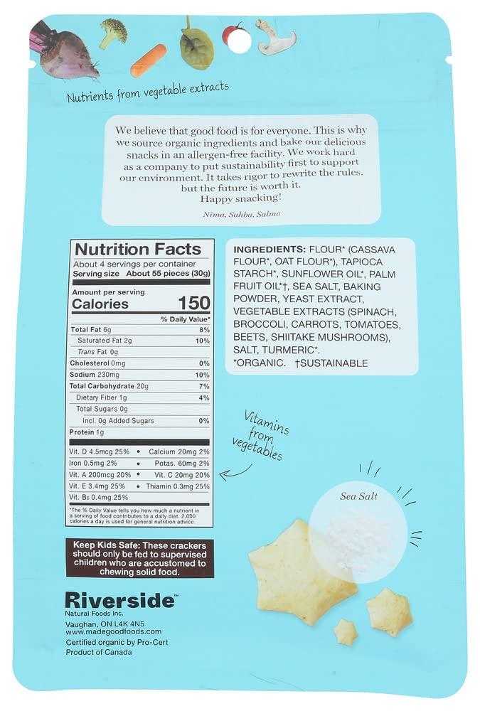 Made Good MadeGood Sea Salt Star Puffed Crackers, 4.26oz Pouch, Organic Snacks