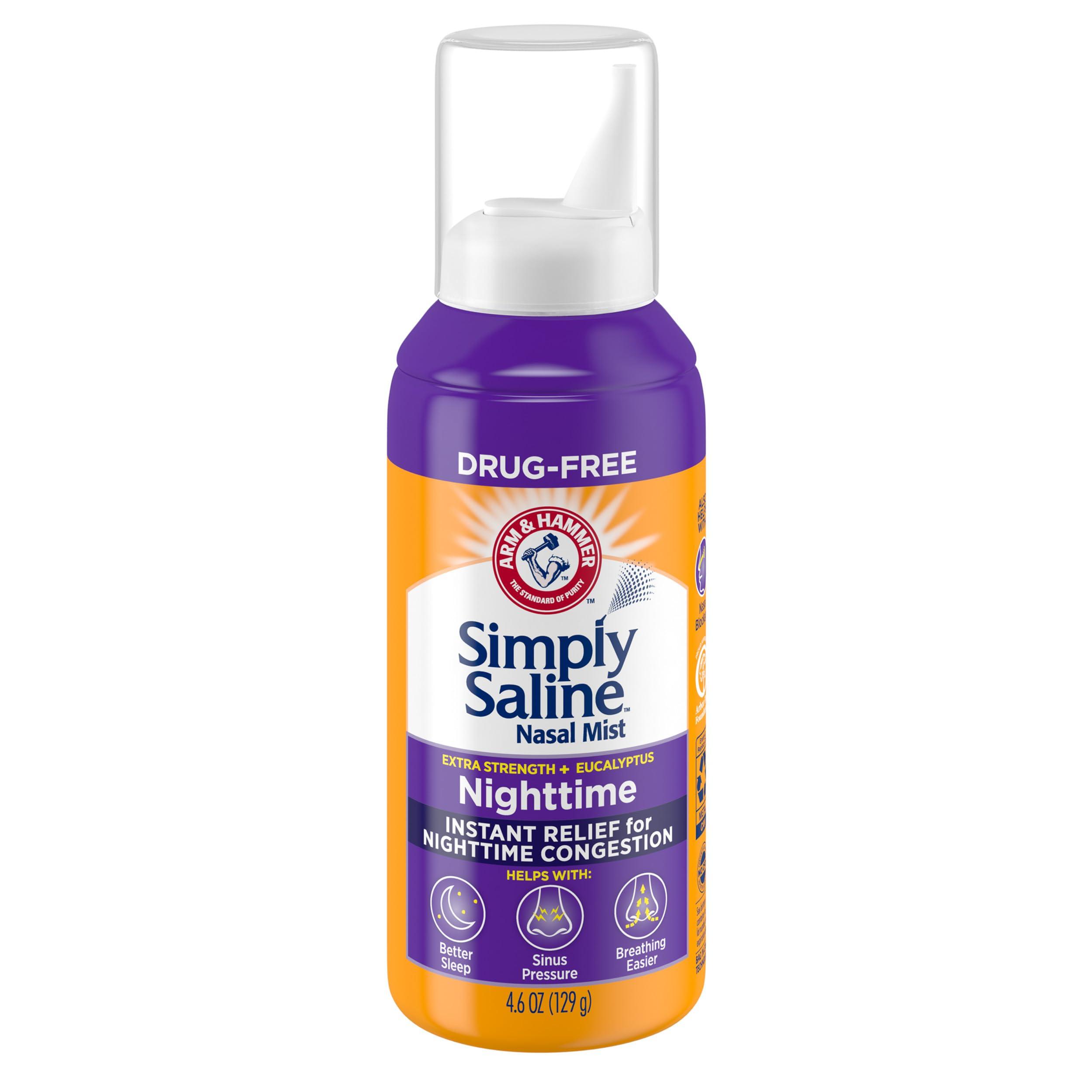 Arm & Hammer ARM & HAMMER Simply Saline Nighttime Nasal Mist 4.6oz- Instant Relief for SEVERE Congestion- One 4.6oz Bottle