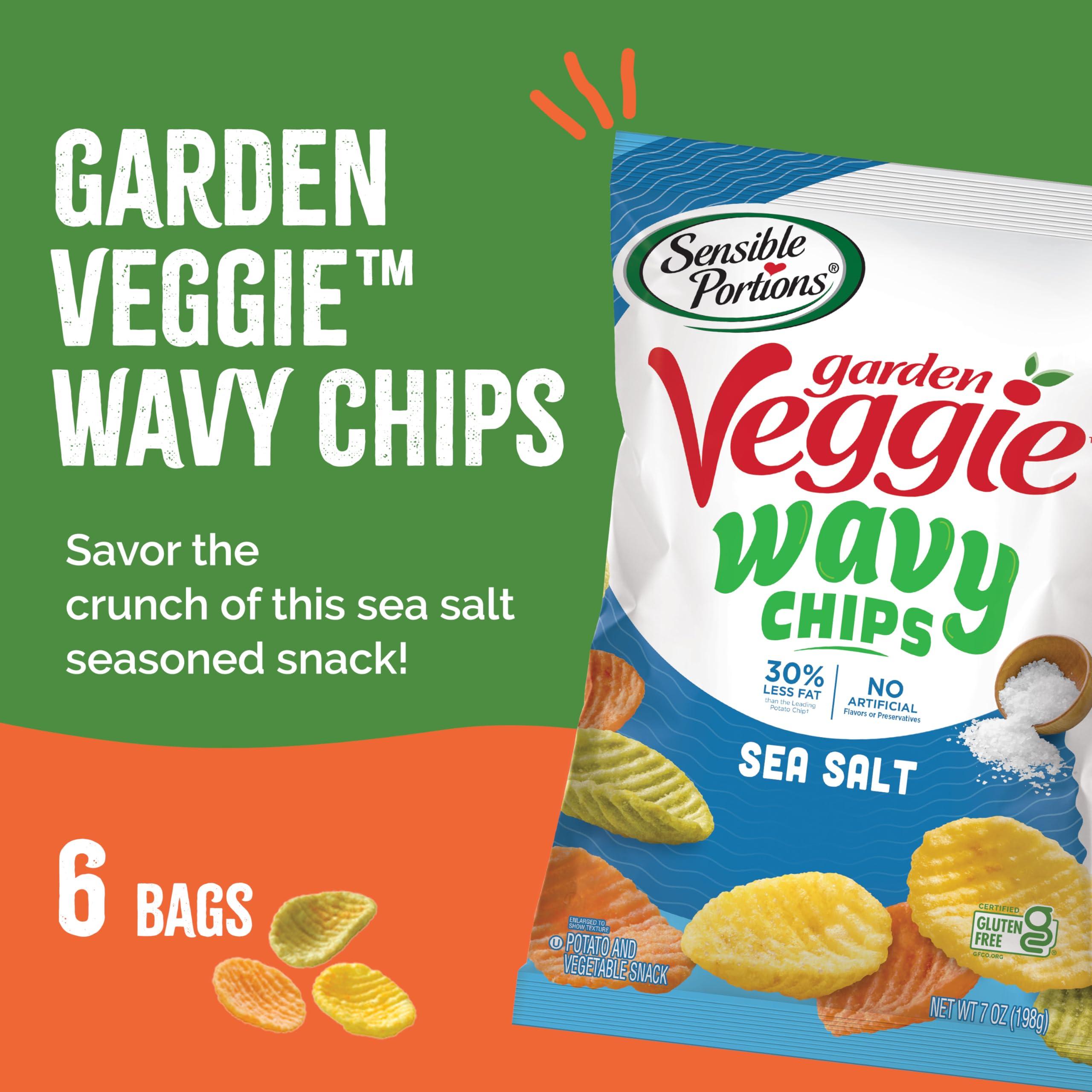 Sensible Portions Sensible Portions Veggie Wavy Chips, Sea Salt Flavor, Gluten-Free Chips, 7 Ounce Bag, 6-Pack