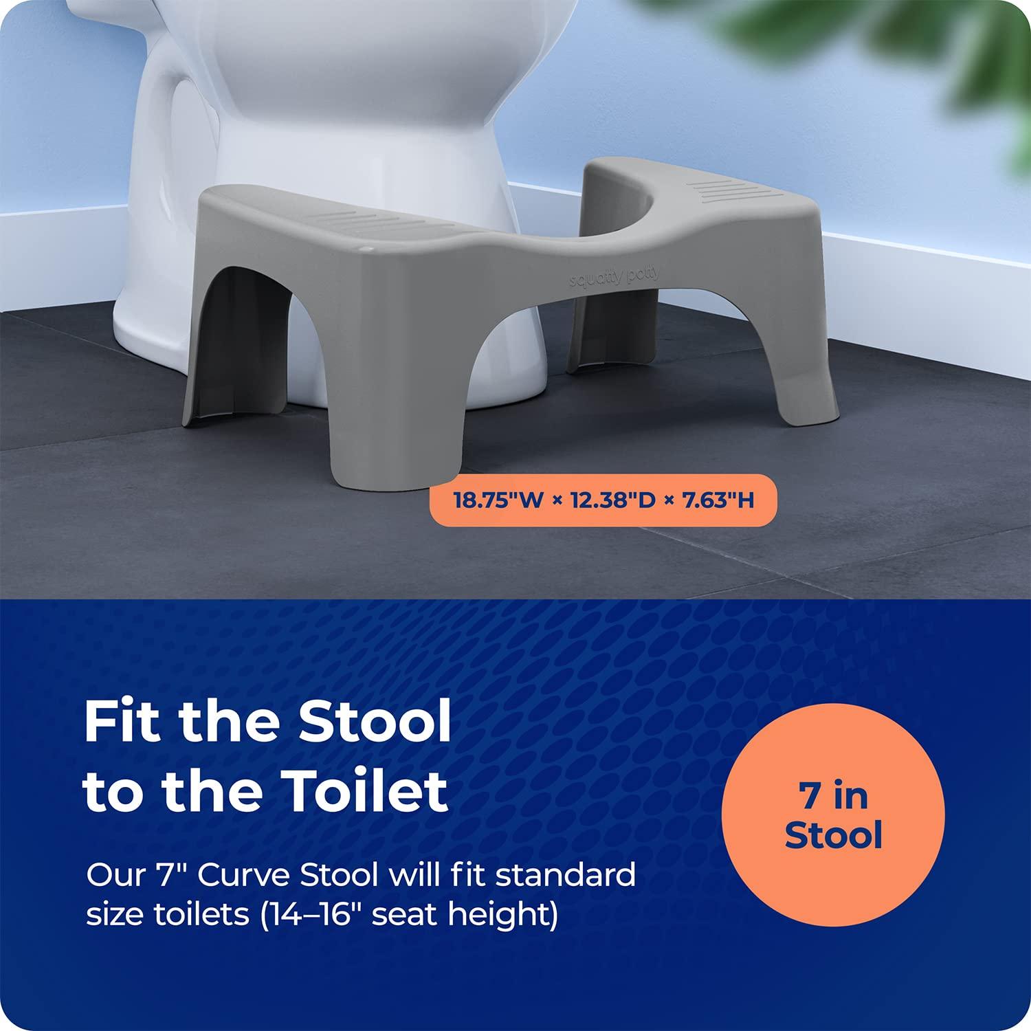 Squatty Potty Squatty Potty The Original Bathroom Toilet Stool, Curve Lightweight with Sleek and Modern Design, Gray, 7\"