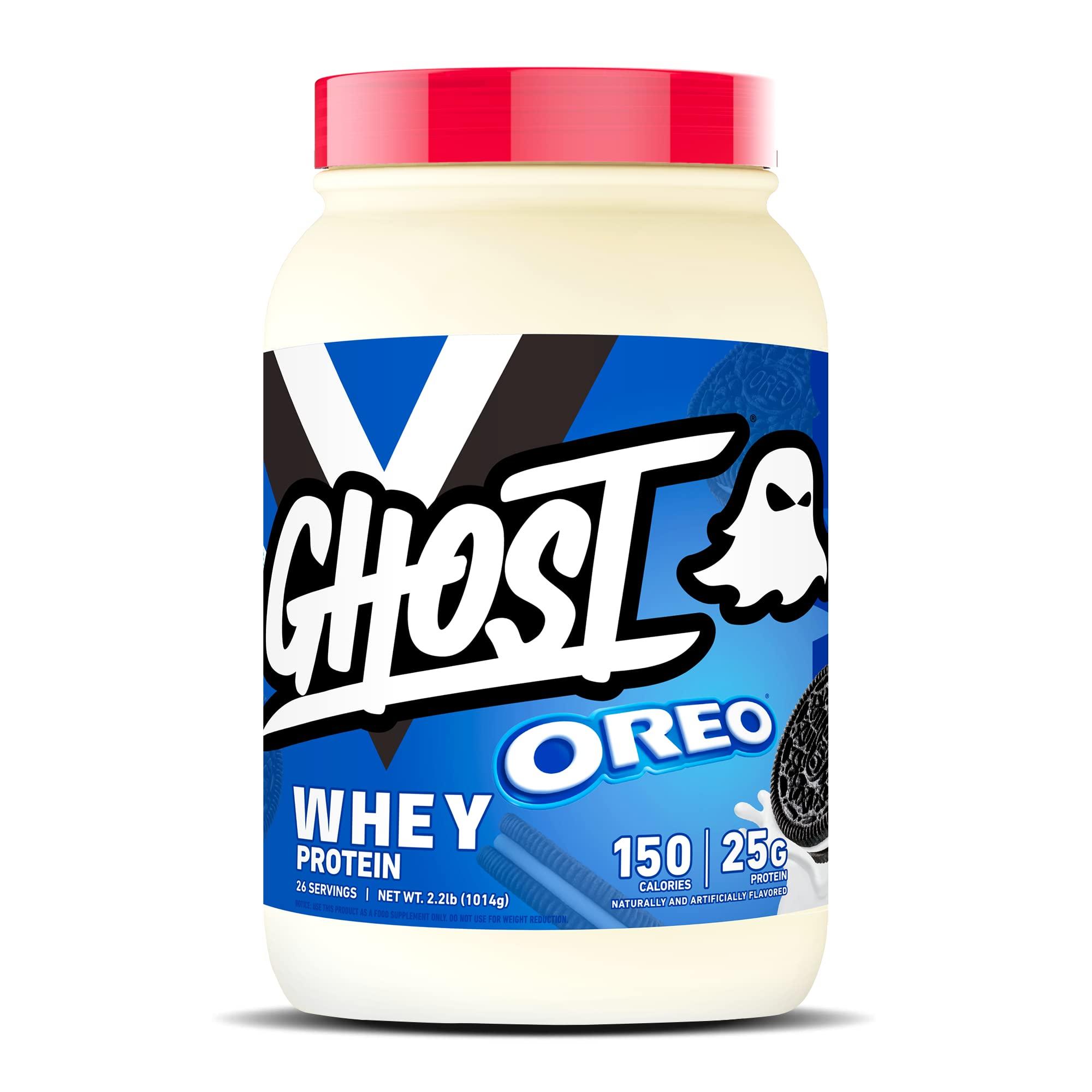 GHOST GHOST Whey Protein Powder, Oreo - 2LB Tub, 25G of Protein - Cookies & Cream Flavored Isolate, Concentrate & Hydrolyzed Whey Protein Blend - Post Workout Shakes