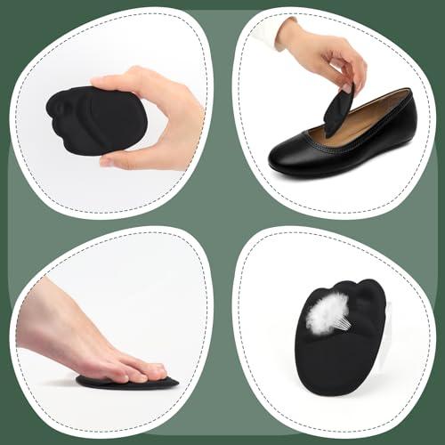 WALLFID 6 Pairs Shoe Filler Heel Inserts for Women,Toe Cushion Fillers Make Shoes Fit,high Heel Comfort Pads,Heel Pads,Half-Size Insoles Adjust Shoe Too Big for High Heels,Flats,Casual (Round Head)