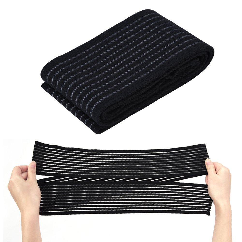 RiToEasysports RiToEasysports Black Elastic Calf Compression Bandage Sport Leg Compression Wraps Adjustable Sleeve Support Knee Brace Bands for Women Men Ankle Elbow