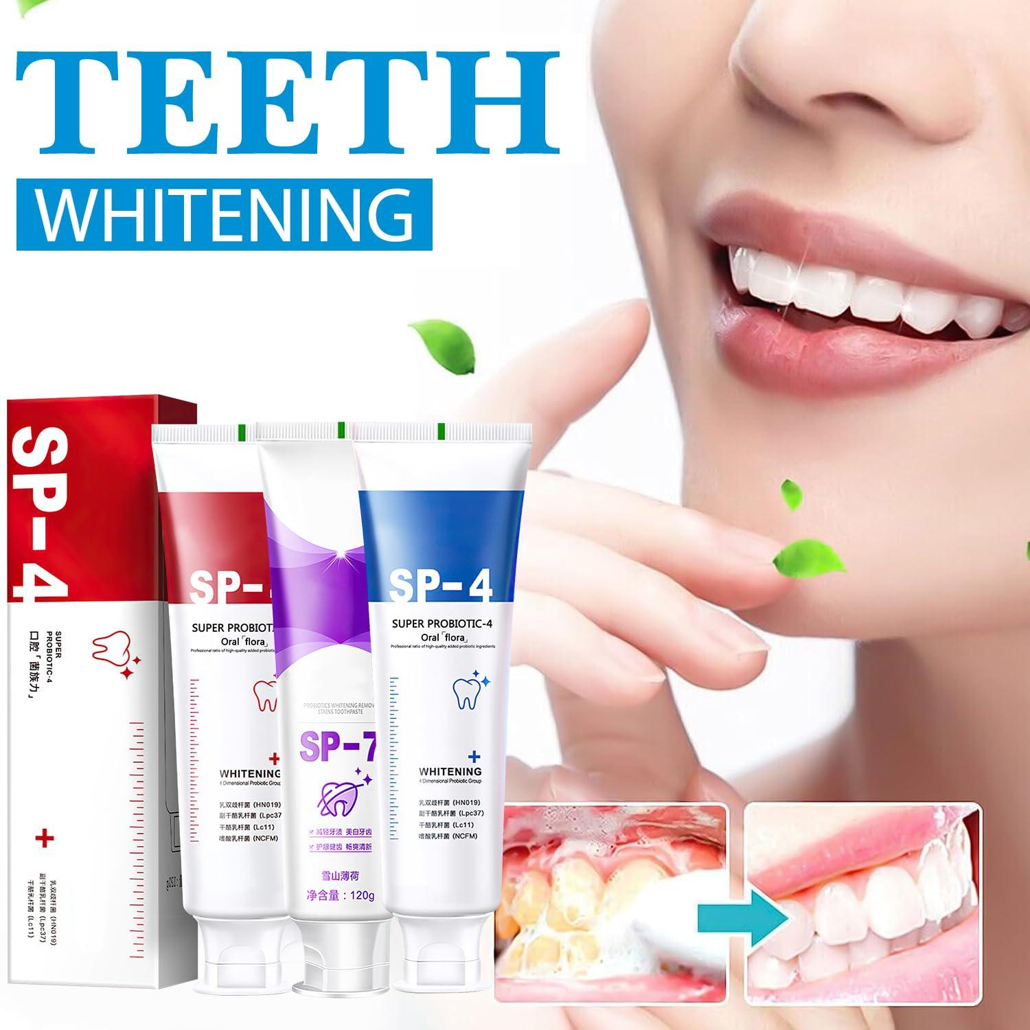 Rednow Sp-4 Toothpaste,Sp-4 Probiotic Whitening Toothpaste,Fresh Breath Toothpaste Brightening & Stain Removing Toothpaste (3Pcs with 2* Toothbrush)