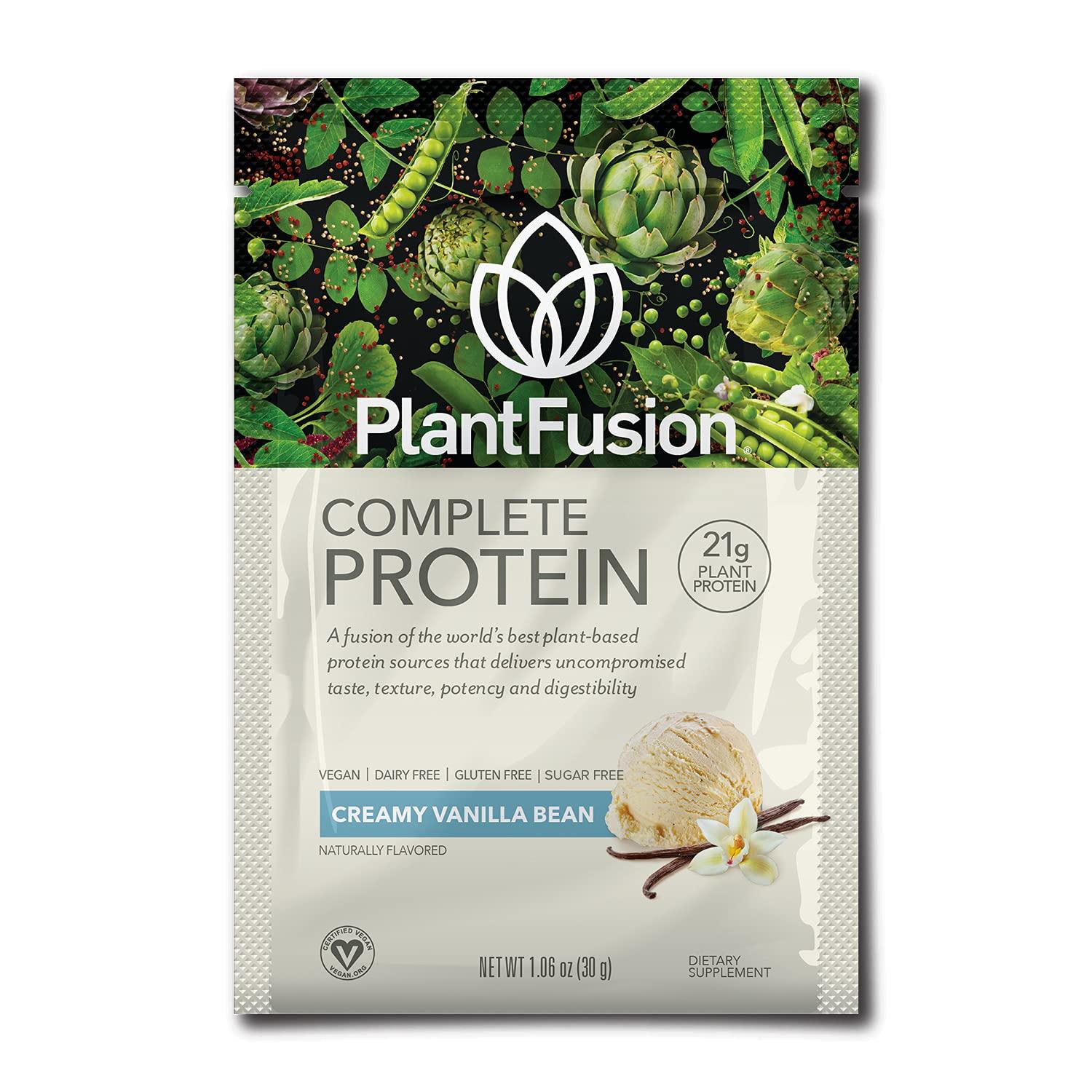 PlantFusion PlantFusion Complete Vegan Protein Powder - Plant Based Protein Powder With BCAAs, Digestive Enzymes and Pea Protein - Keto, Gluten Free, Soy Free, Non-Dairy, No Sugar, Non-GMO - Vanilla Pack of 12