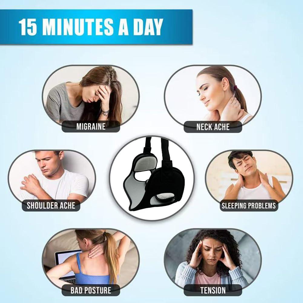 DURASIKO DURASIKO Neck Traction Device for Neck Pain Relief,Neck Stretcher Strap for Spine Chiropractic Decompression,Portable Storage Bag,Neck Chiropractor for Physical Therapy,Neck Strap for Neck Recovery