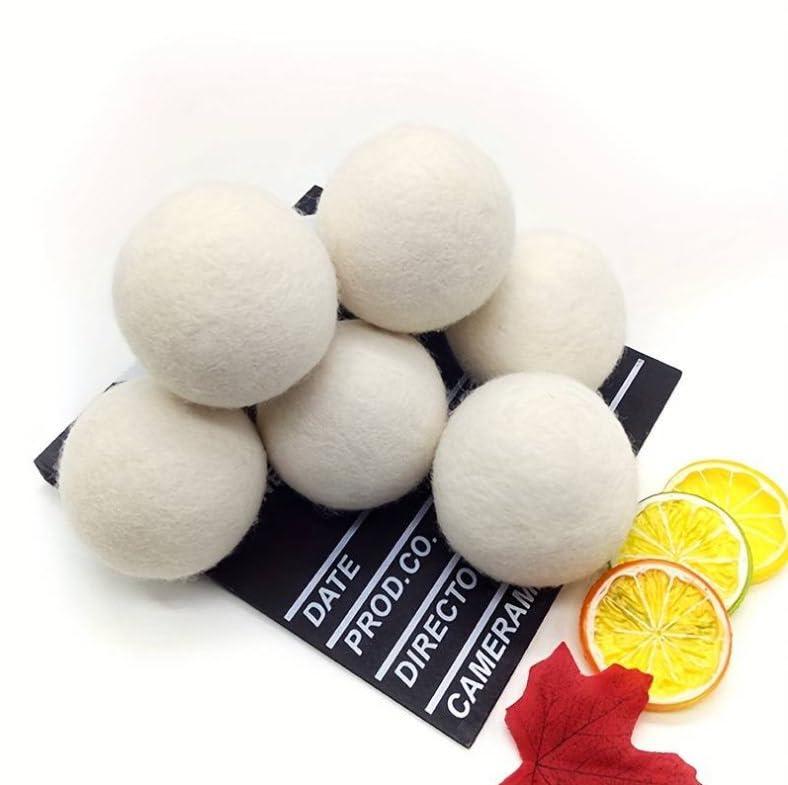 B0CMN1GKHV Wool Dryer Ball 100% Organic Wool from New Zealand. Natural Fabric Softener, Reusable, Reduces Clothing Wrinkles ans Saves Drying Time (Pack of 6)