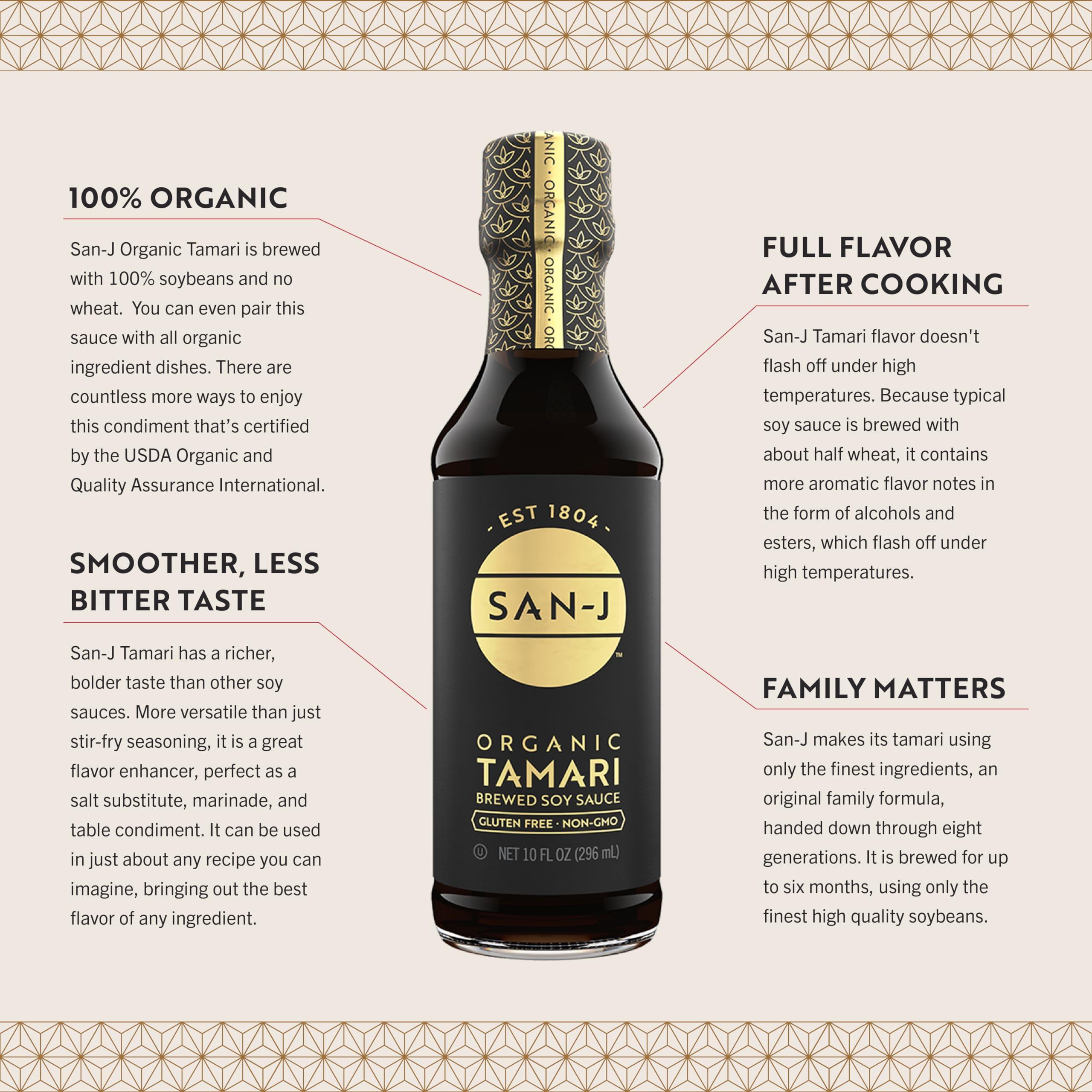 San-J San-J - Organic Gluten Free Tamari Soy Sauce - Specially Brewed - Made with 100% Whole Soy - 20 oz. Bottles - 2 Pack