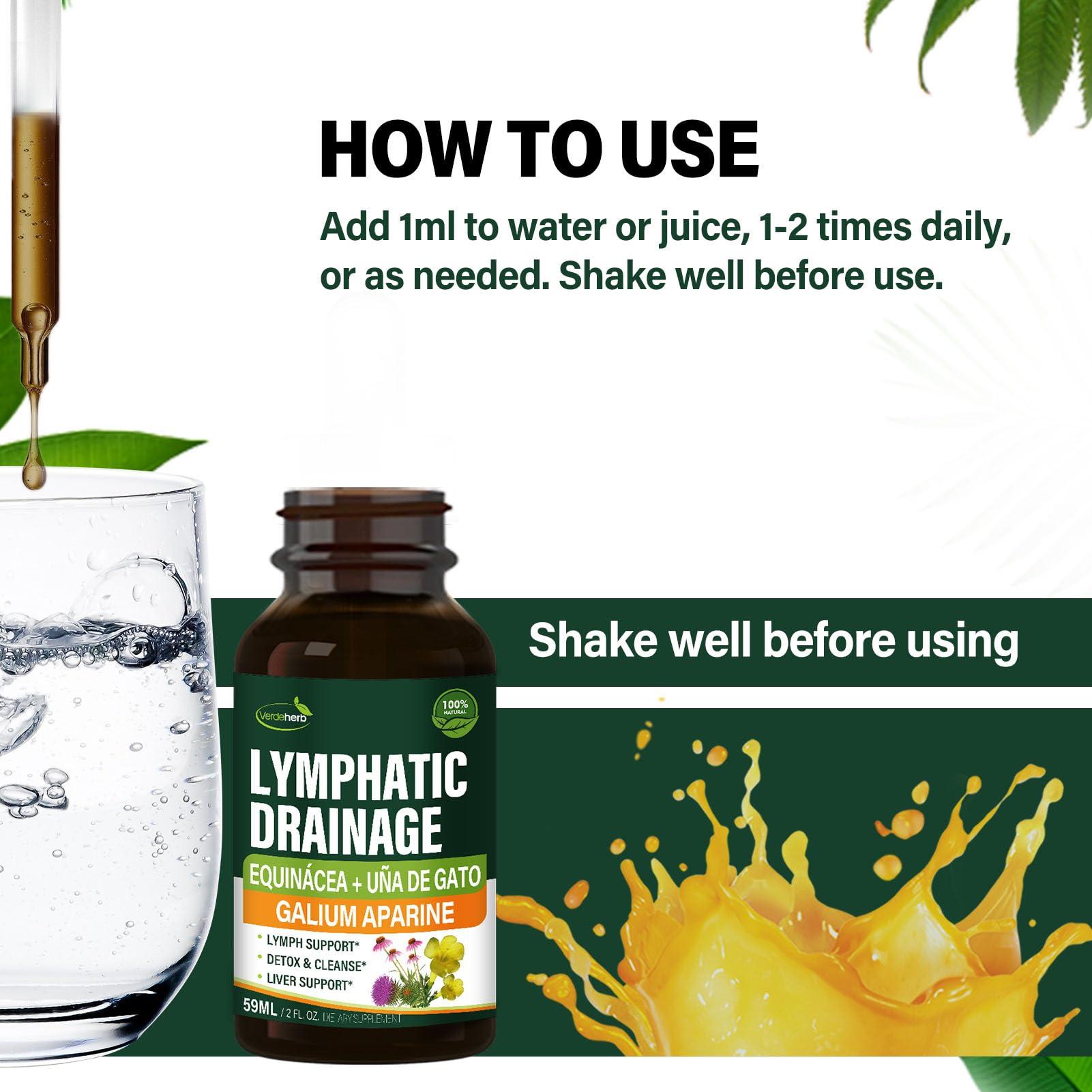 Verdeherb Verdeherb Echinacea Lymphatic Drainage Drops Enhance Lymph System Detox Cleanse, Cleavers, Milk Thistle, Cats Claw, Turmeric, Dandelion, Burdock, Astragalus Immune Support Supplement. 4oz