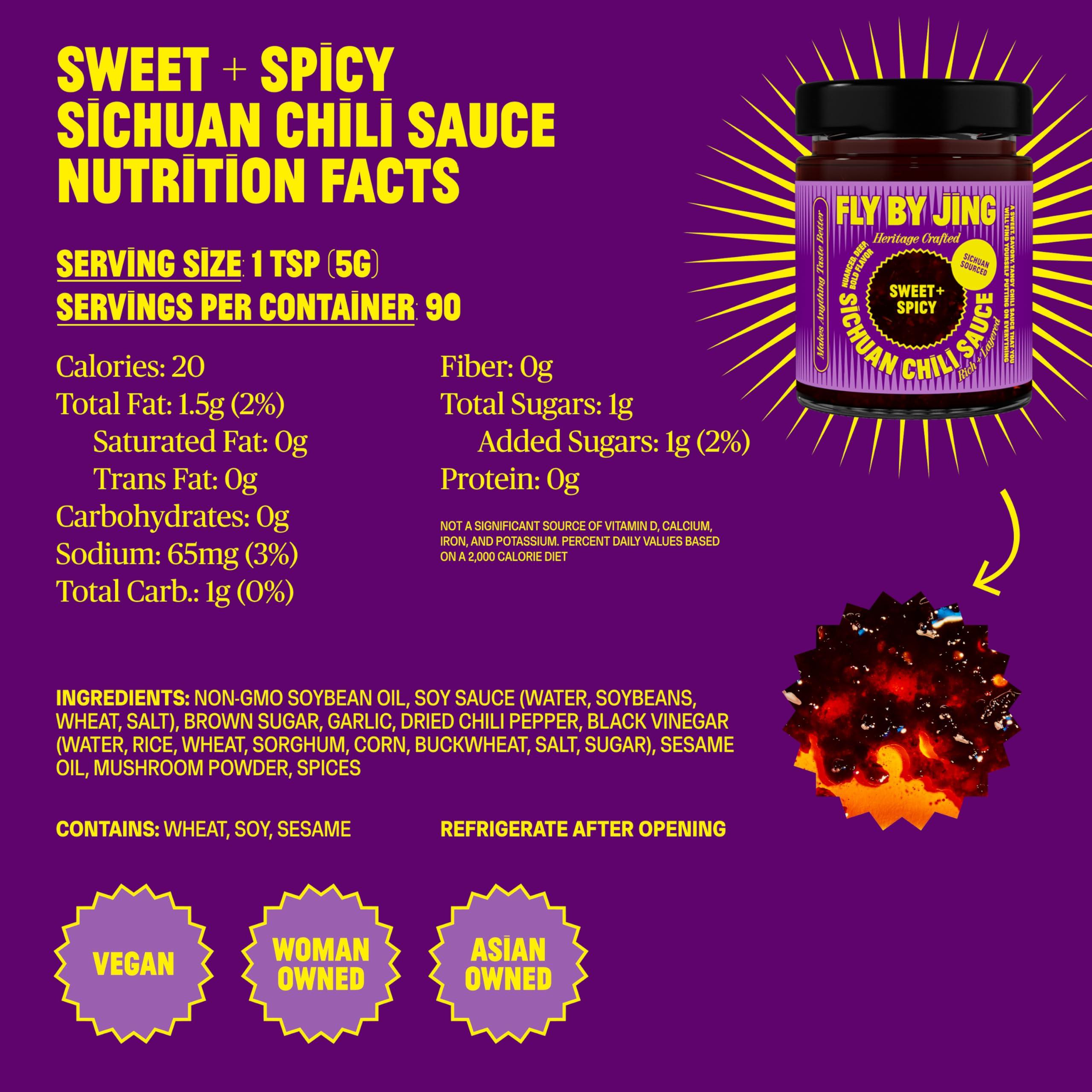 FLYBYJING FLYBYJING XL Spicy Sweet Chili Sauce - Perfect for Noodles, Meats, Veggies, and Dumplings - All-Natural and Vegan Zhong Sauce, Use as Marinade and Glaze, 6oz (Pack of 1)