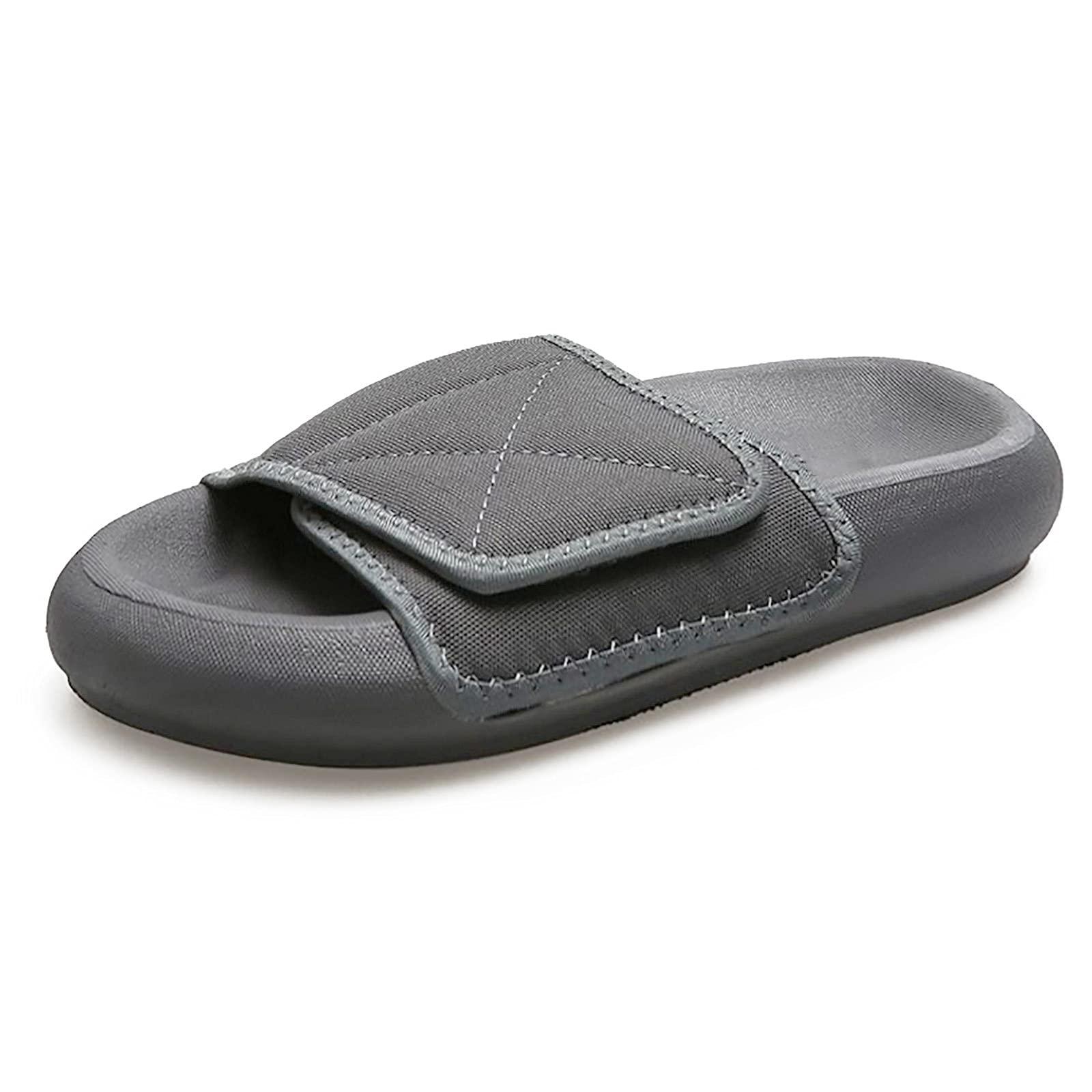 ZJING ZJING Adjustable Womens Diabetic Slippers, Open Toe Extra Wide Width Slippers for Womens, Comfortable Orthopedic Shoes, Edema Shoes for Arthritis Swollen Feet,Gray,8