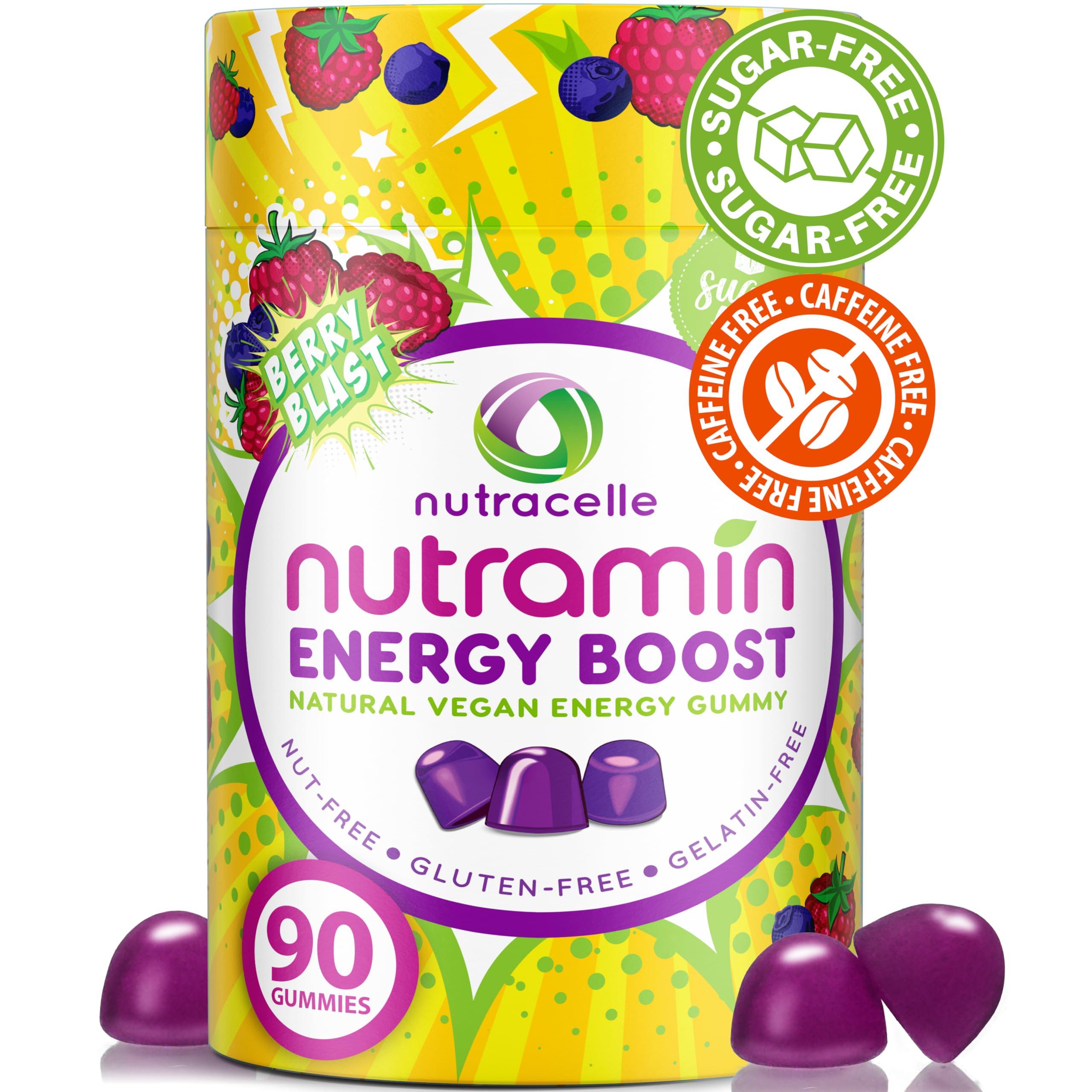 Nutracelle NUTRAMIN Energy Boost Vitamin Gummy - Skip The Coffee & Boost Your Energy, Caffeine-Free, Sugar-Free, Vegan, B12, Green Tea, Ashwagandha, Garcinia Cambogia, Raspberry Adaptogen - 90 ct