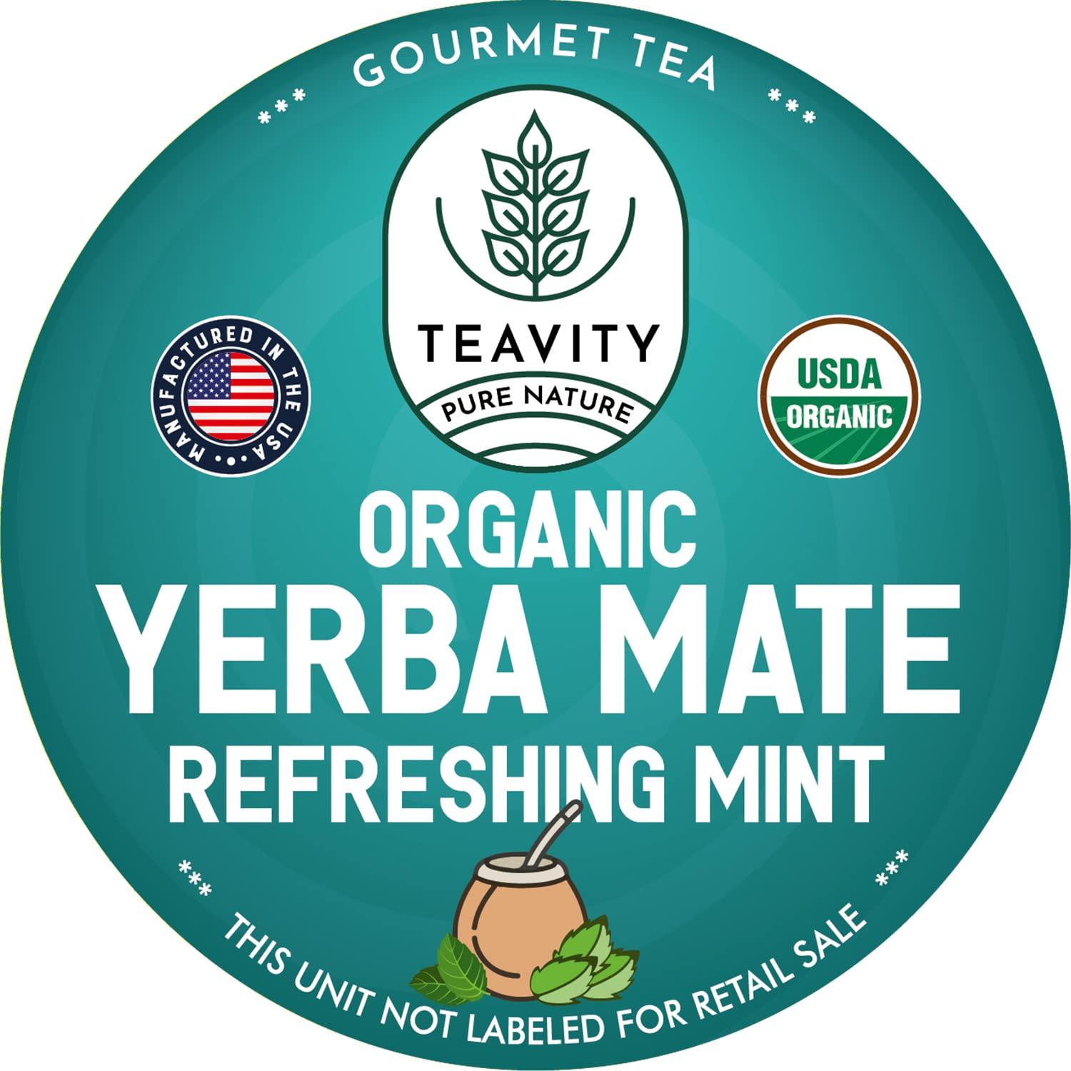 Teavity Organic Yerba Mate Refreshing Mint Tea Pods - Naturally Caffeinated Yerba Mate Tea Pod for Keurig Brewers by Teavity (24 Tea Pods)