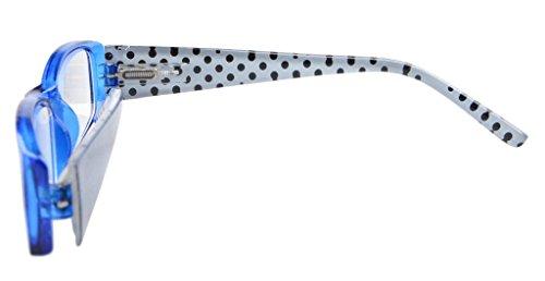 Eyekepper Eyekepper 5-Pack Spring Hinges Polka Dots Patterned Temples Rectangular Reading Glasses Readers Blue +1.75
