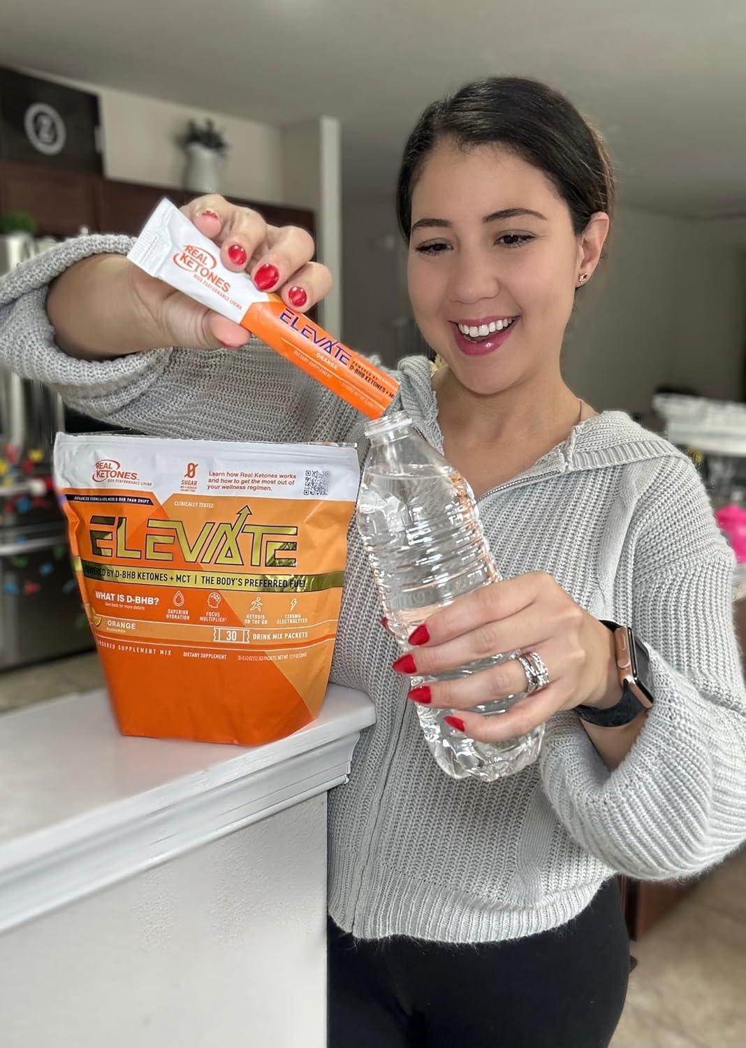 Real Ketones Real Ketones MCT & BHB Exogenous Ketones Drink Mix Packets Elevate Keto Electrolytes Powder Packets No Sugar with 4 Main Electrolytes plus Hydrating Proprietary Keto BHB - 30 Pack Orange