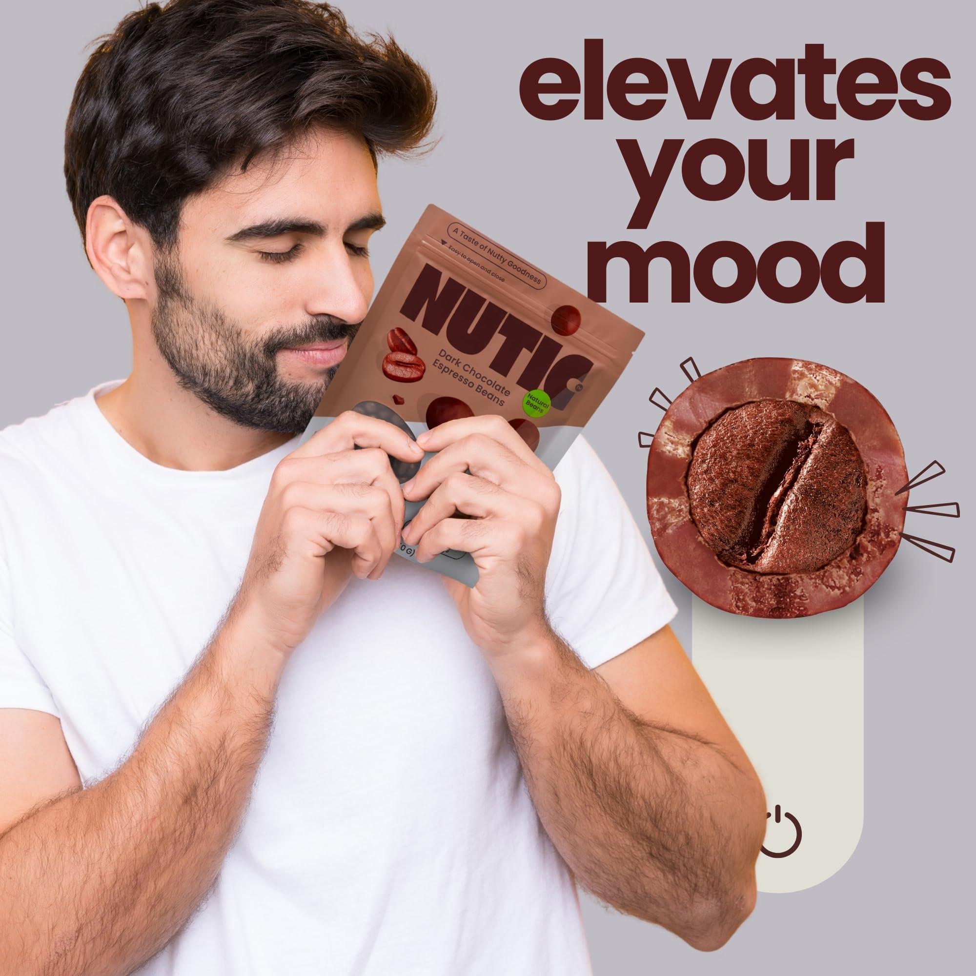 Nutic Nutic Gourmet Dark Chocolate Covered Espresso Beans - 1LB, Bulk Chocolate Espresso Candy, Dark Chocolate Coffee Beans - Irresistible, Rich & Energizing Treat - (Pack of 1)