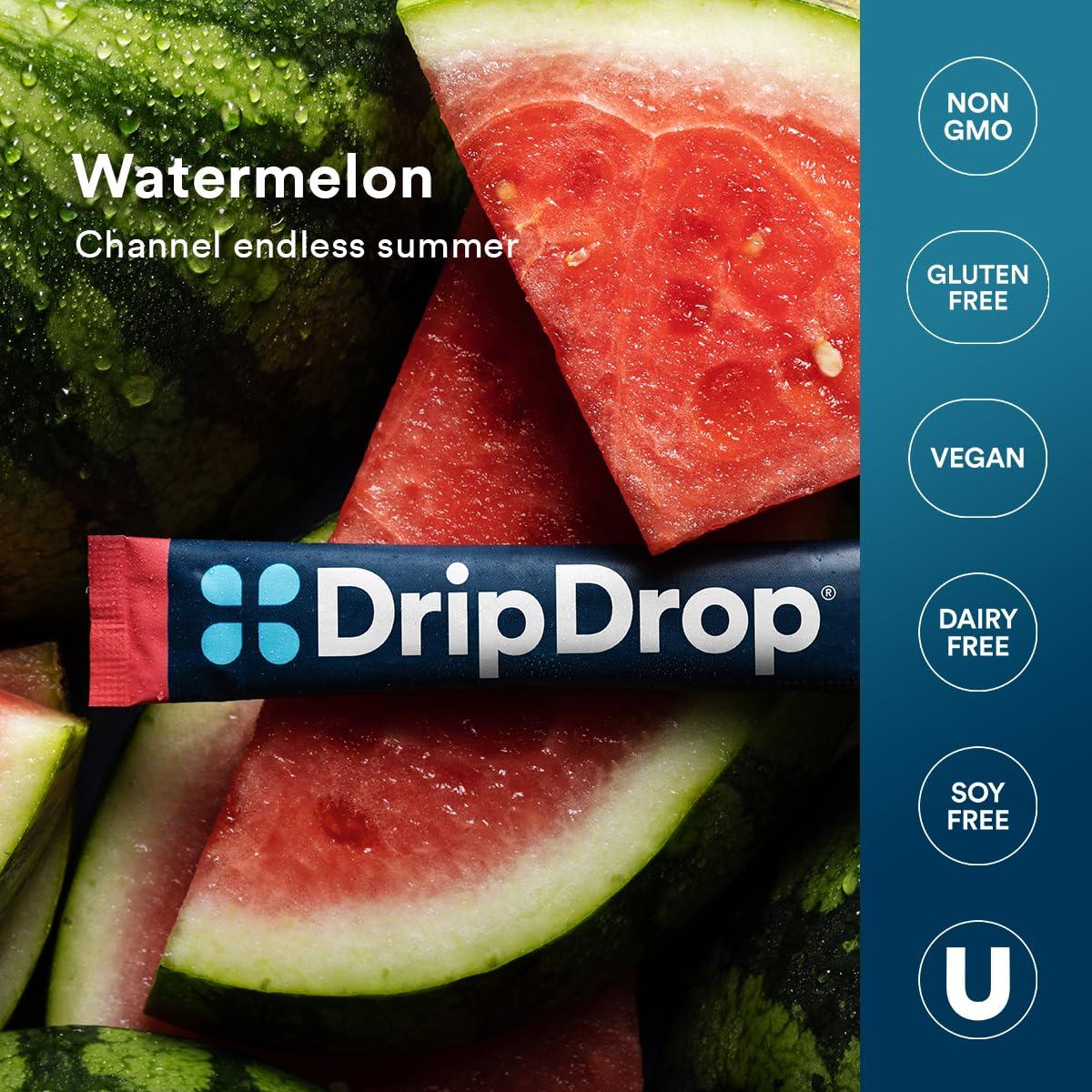 DripDrop DripDrop Hydration - Watermelon - Electrolyte Drink Mix Single Serve Hydration Powder Packets | Non-GMO, Gluten Free, Vegan | 32 Sticks