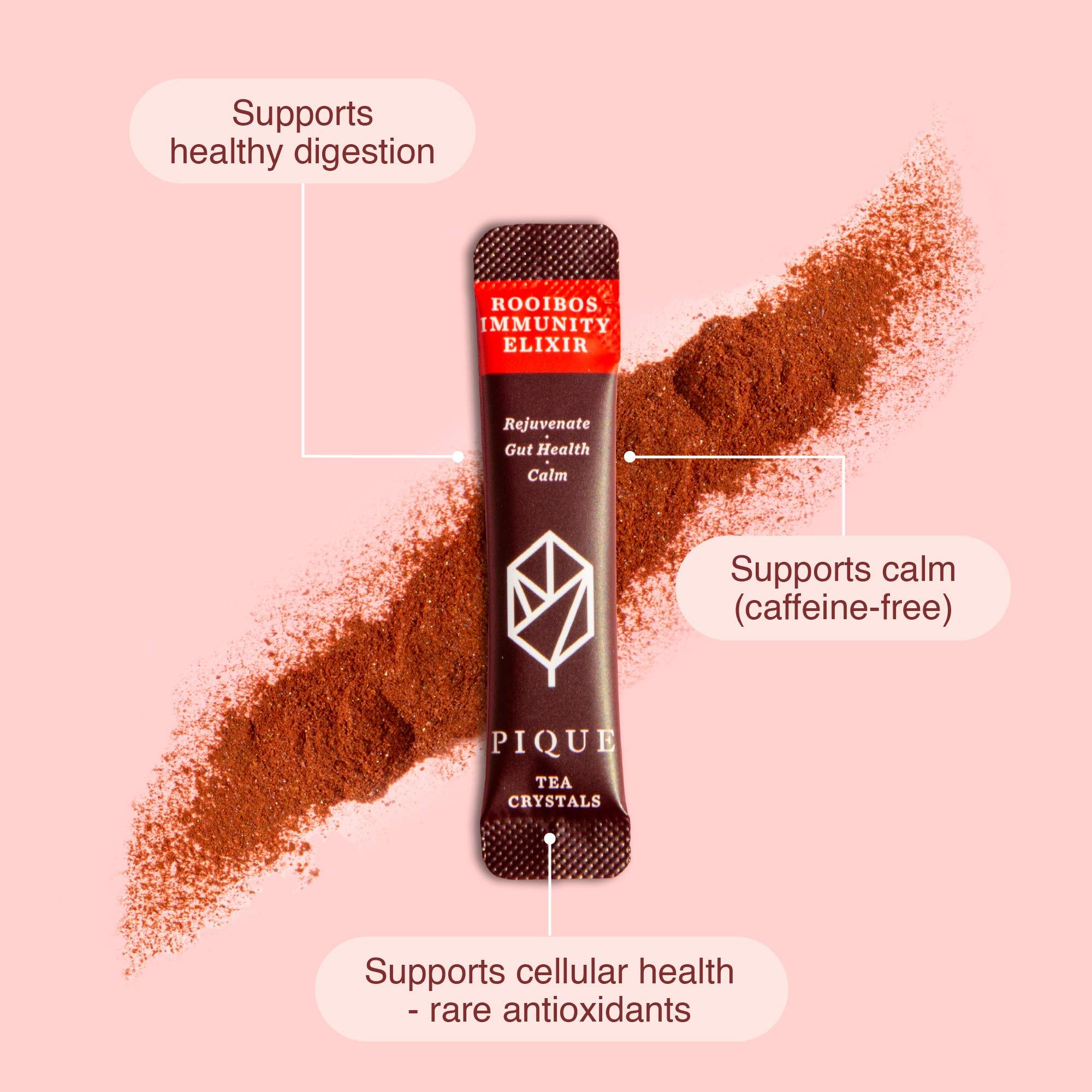 PIQUE Pique Organic Rooibos Tea - Naturally Caffeine-Free Herbal Tea, Powerful Antioxidants for Healthy Immune System & Digestion, Pure South African Red Bush - 14 Single Servings (1 Pack)