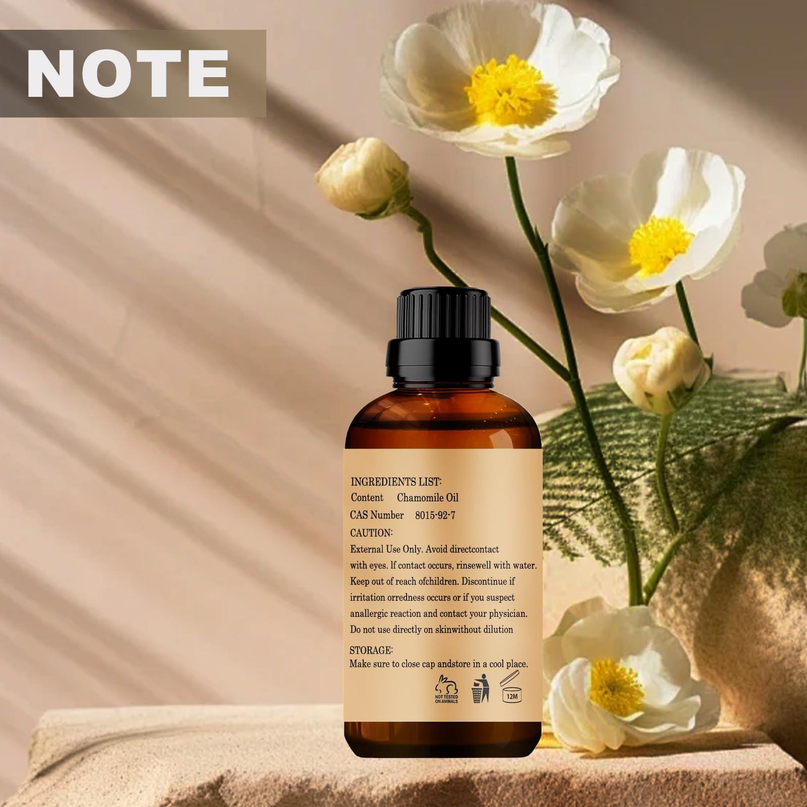 Wuvezrub Chamomile Essential Oils 60ML, Organic 100% Pure and Natural Chamomile Essential Oil for Aromatherapy Diffuser - 2 Fl Oz/Chamomile