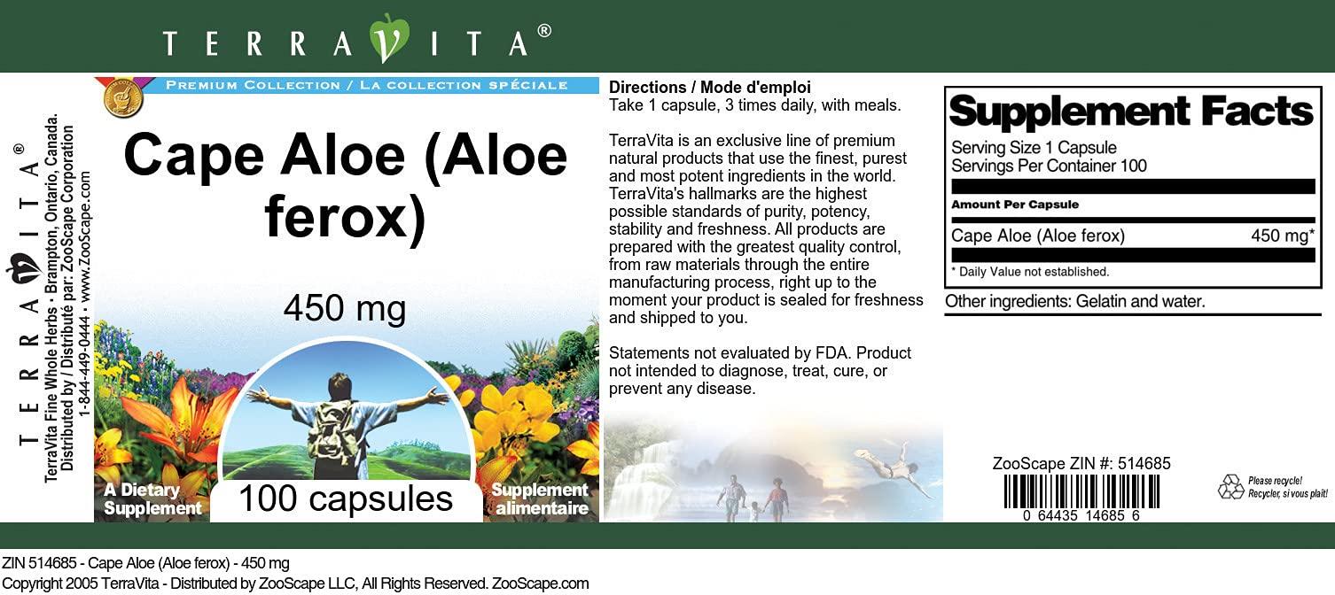 TerraVita Cape Aloe (Aloe ferox) - 450 mg (100 Capsules, ZIN: 514685) - 2 Pack