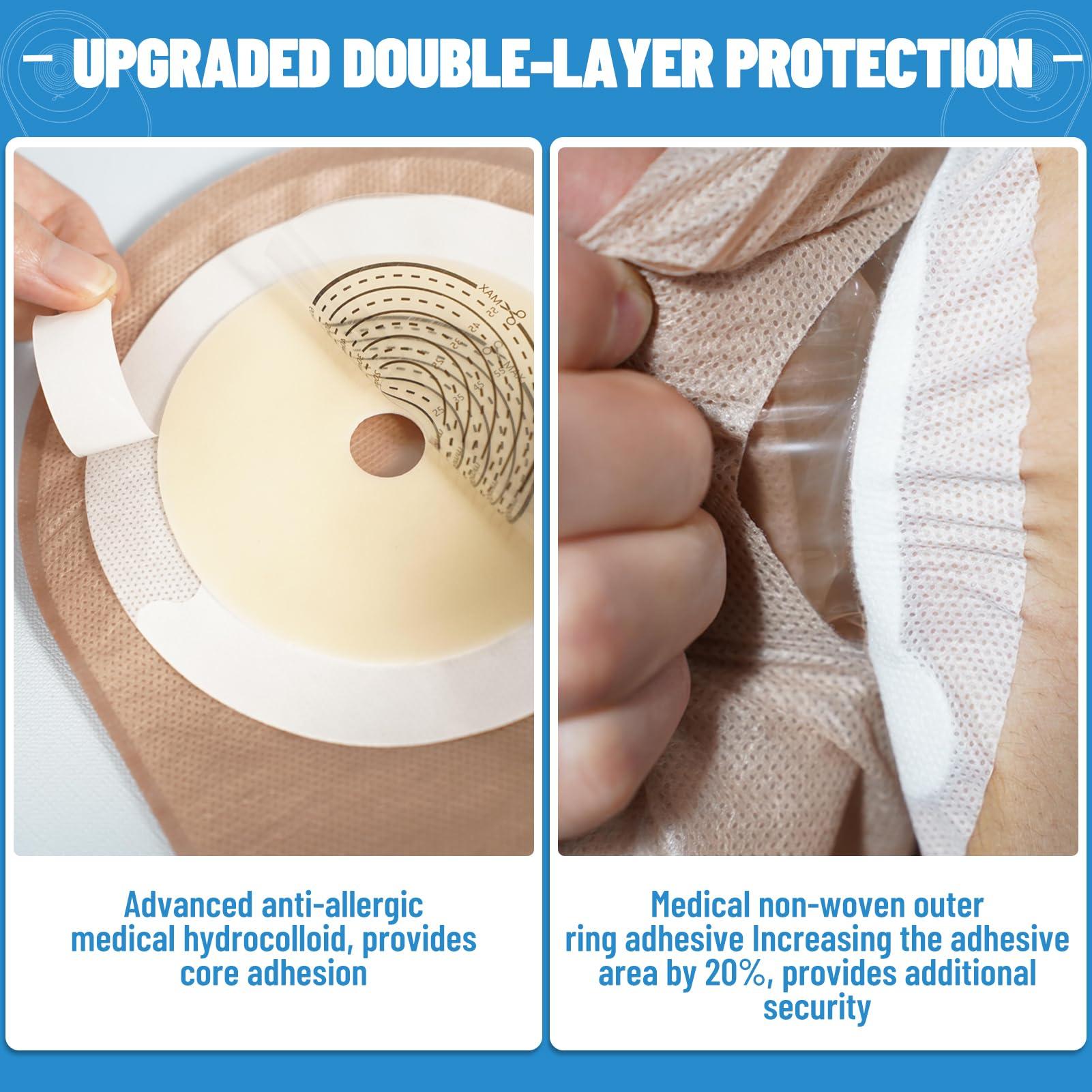 Jenshhch Jenshhch 22 PCS Colostomy Bags Ostomy Supplies, One Piece Drainable Ostomy Pouch for Adult with Closure, 15mm-60mm Cut-to-Fit Urostomy Bag, Ileostomy Supplies for Ileostomy Stoma Care