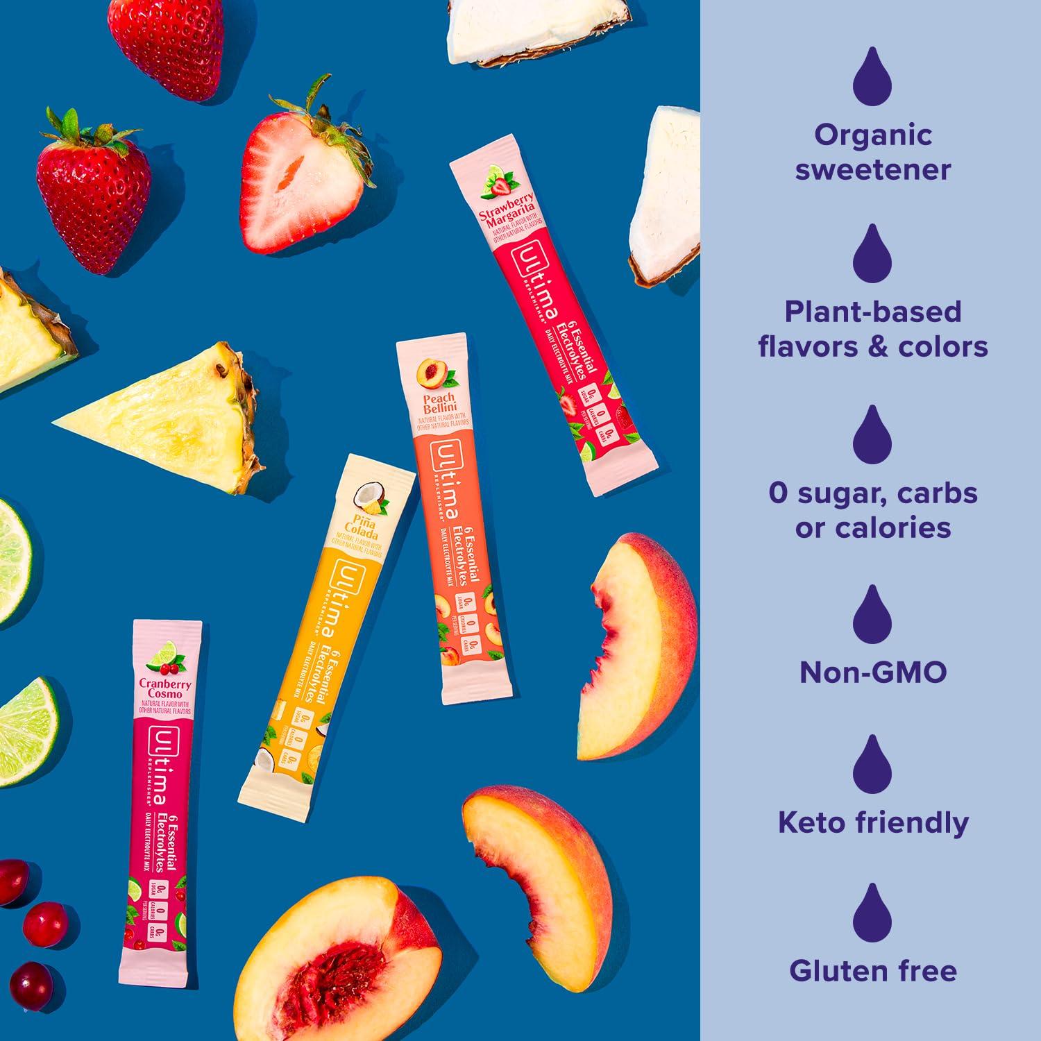 Ultima Replenisher Ultima Replenisher Daily Electrolyte Powder Drink Mix  Tropical, Mocktini, Original Variety, 56 Stickpacks  Hydration Packets - 6 Electrolytes and Minerals  Keto, Non-GMO and Sugar-Free
