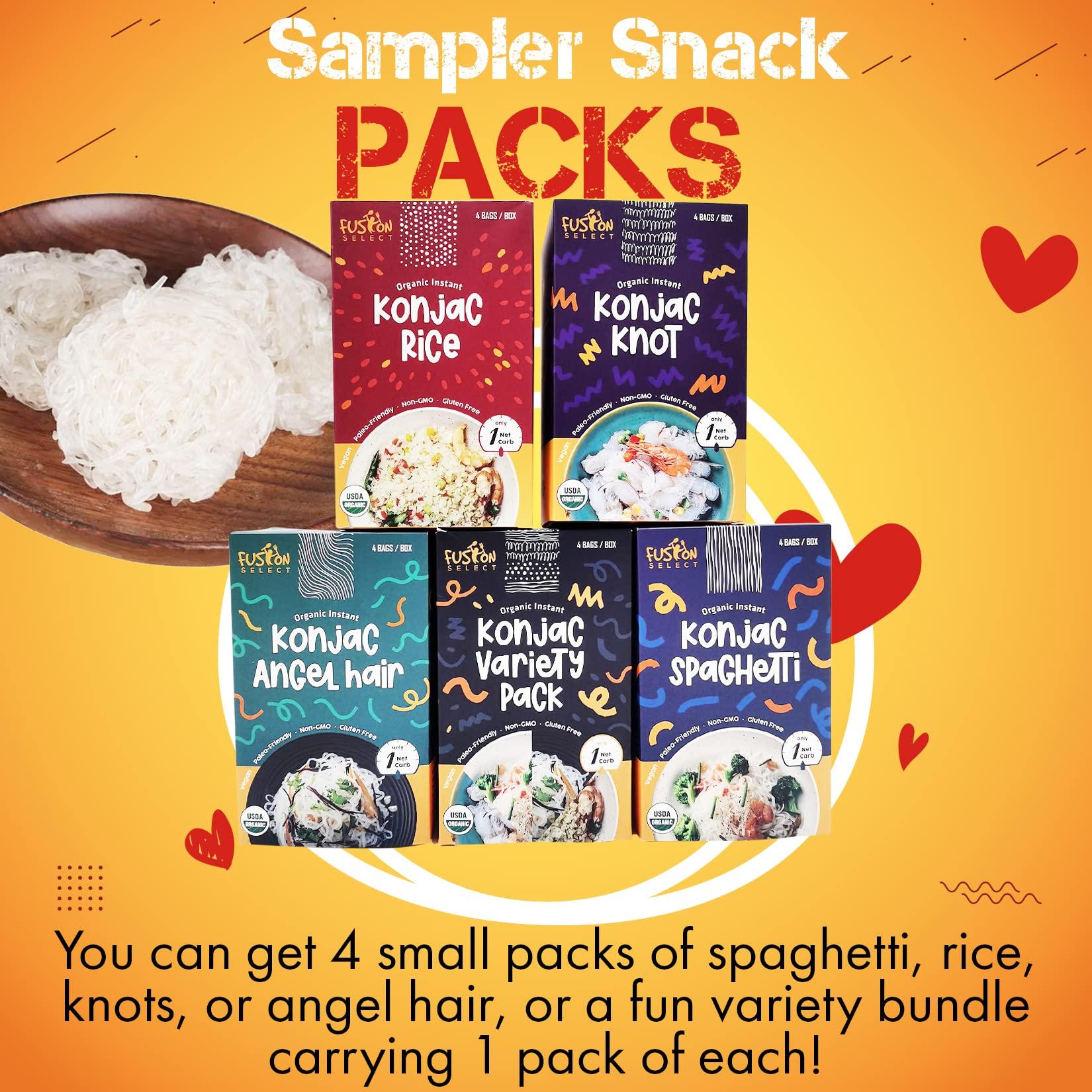 Fusion Select Fusion Select Organic Konjac Noodles - Shirataki Rice, Angel Hair, Spaghetti, Knots, Spaghetti - Healthy Diet Pasta - Rich in Fiber - Vegan, Keto, Paleo-Friendly, Zero Gluten, Low-Carb & Low-Calorie