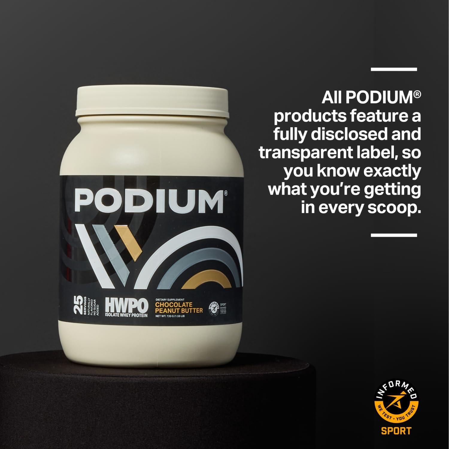 Podium Nutrition Podium Nutrition x HWPO Training Whey Protein Powder, Chocolate Peanut Butter, 20g Protein Per Serving w/Digestive Enzymes, Whey Protein Isolate, Gluten Free & Soy Free, Low Carb & Sugar, 25 Servings