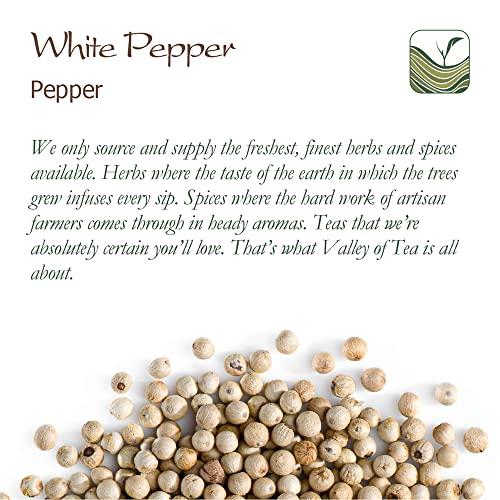 Valley of Tea White Peppercorns Whole Pepper - White Peppercorn Spice - White Peppercorns For Grinder Whole White Pepper Peppercorns White Peppercorn Whole White Peppercorns Grinder Whole Spice Pepper White 100g
