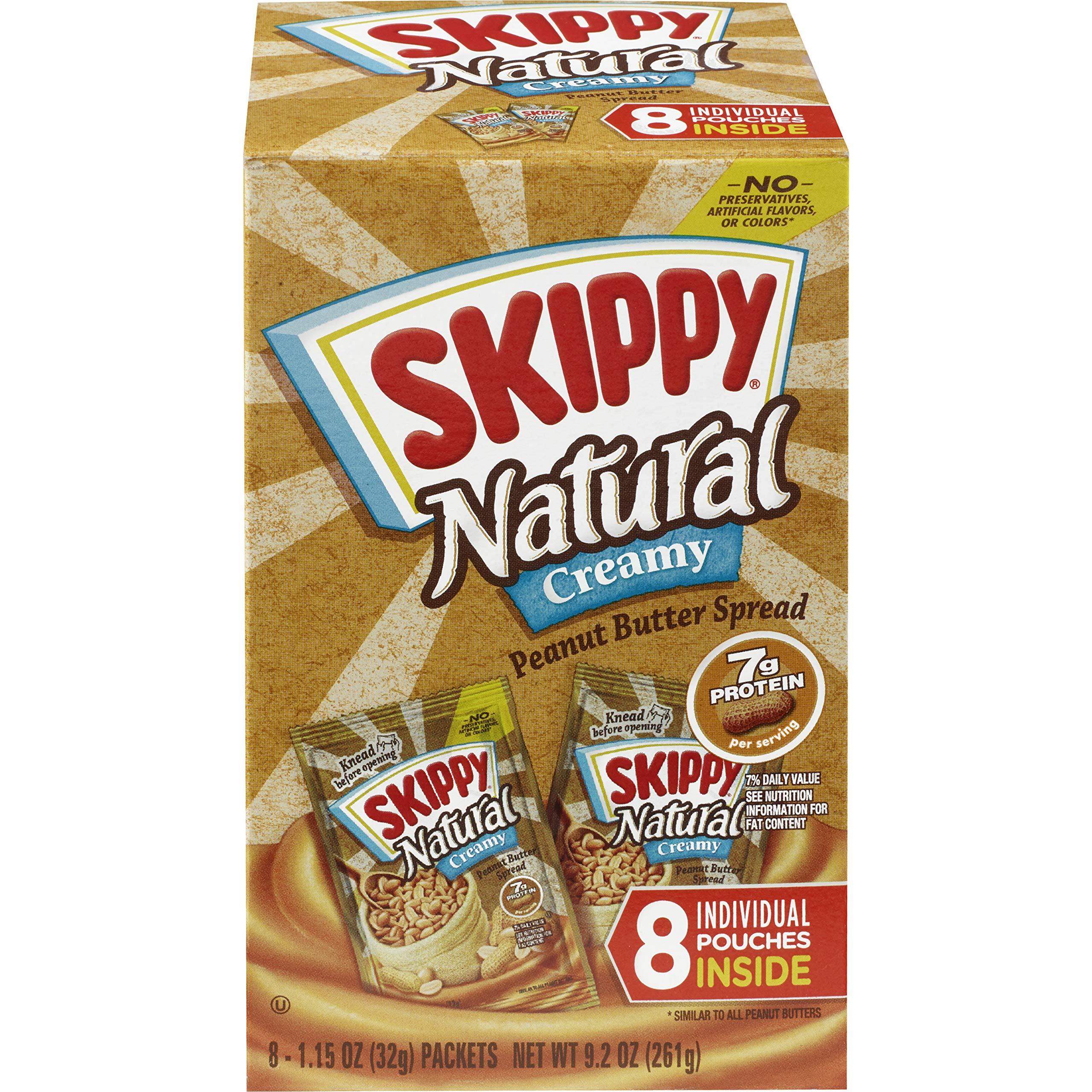 SKIPPY SKIPPY Natural Creamy Peanut Butter Spread Individual Squeeze Packs, 1.15 Ounce (8 Pouches)