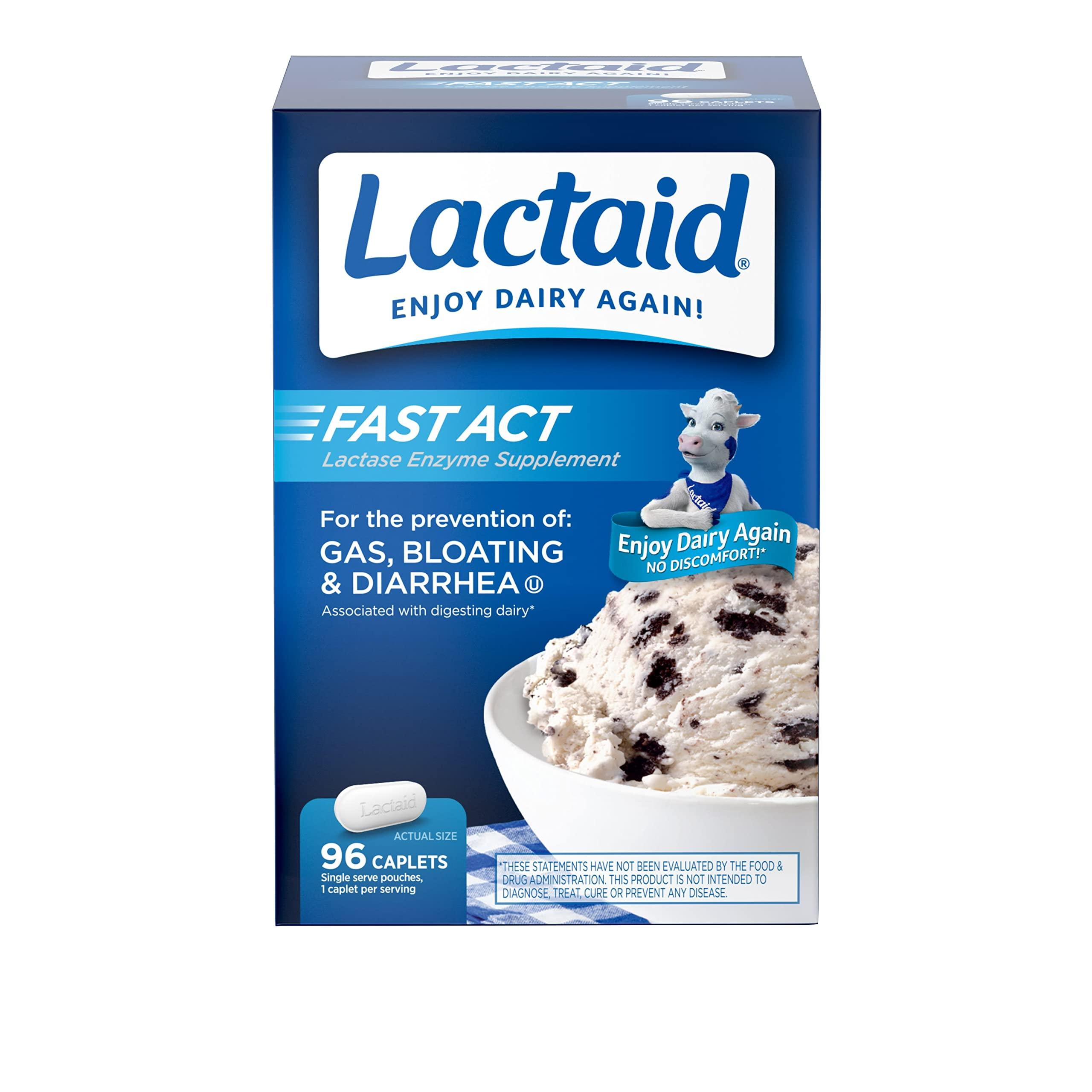 Lactaid Lactaid Fast Act Lactose Intolerance Relief Caplets with Lactase Enzyme & Original Strength Lactose Intolerance Relief Caplets with Natural Lactase Enzyme
