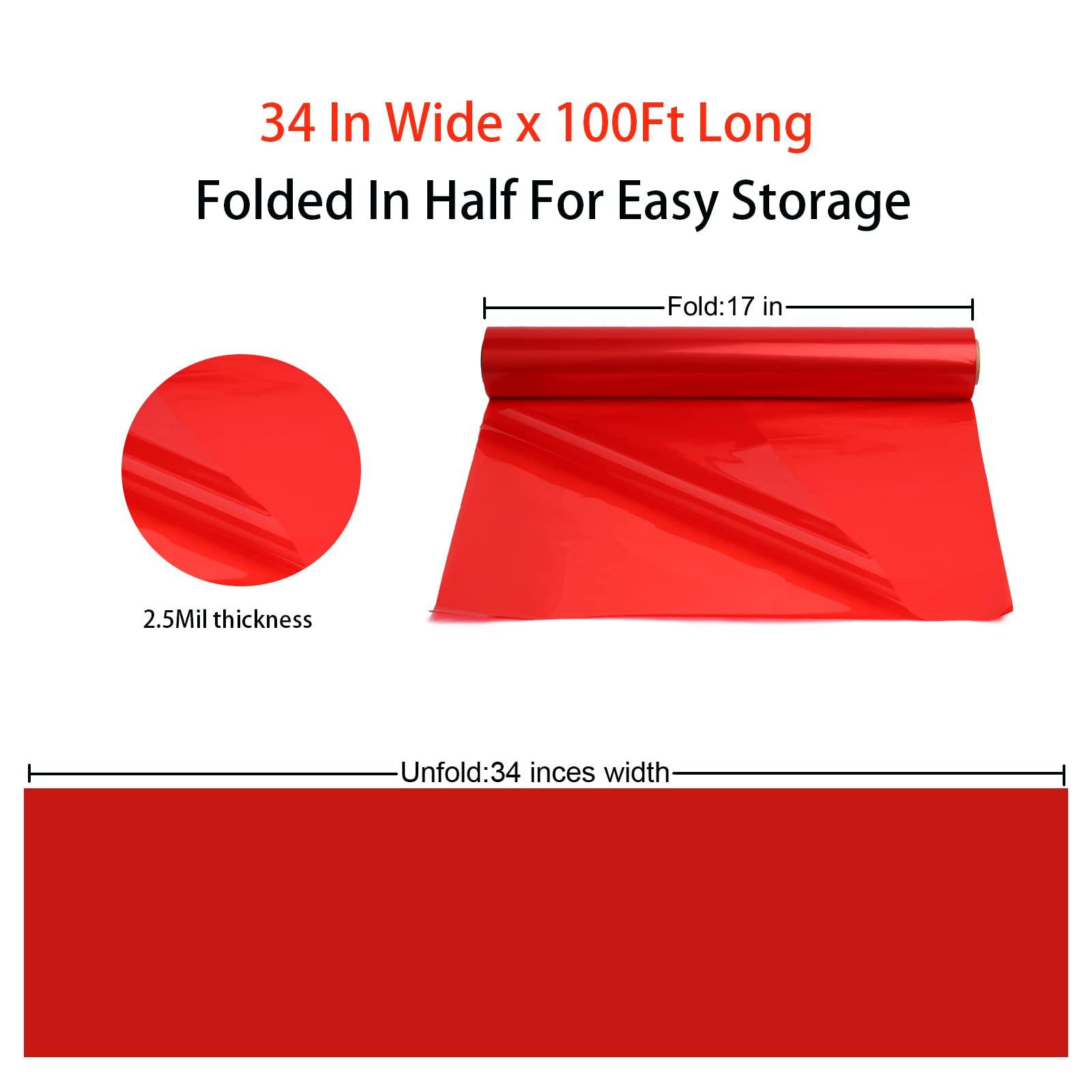CMFYHM CMFYHM Red Cellophane Wrap Roll,Colorful Cello 34 In Wide X 100 Ft Long, Translucent Colored Cellophane Wrapping Paper for Gift Baskets Wrap, Treats, Holiday, DIY Arts Crafts Decoration (Red)