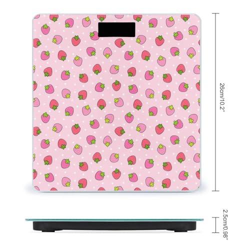 Zenladen1478 Cute Pink Strawberry Digital Bathroom Scale for Body Weight Highly Accurate Body Weight Scale with Lighted LED Display
