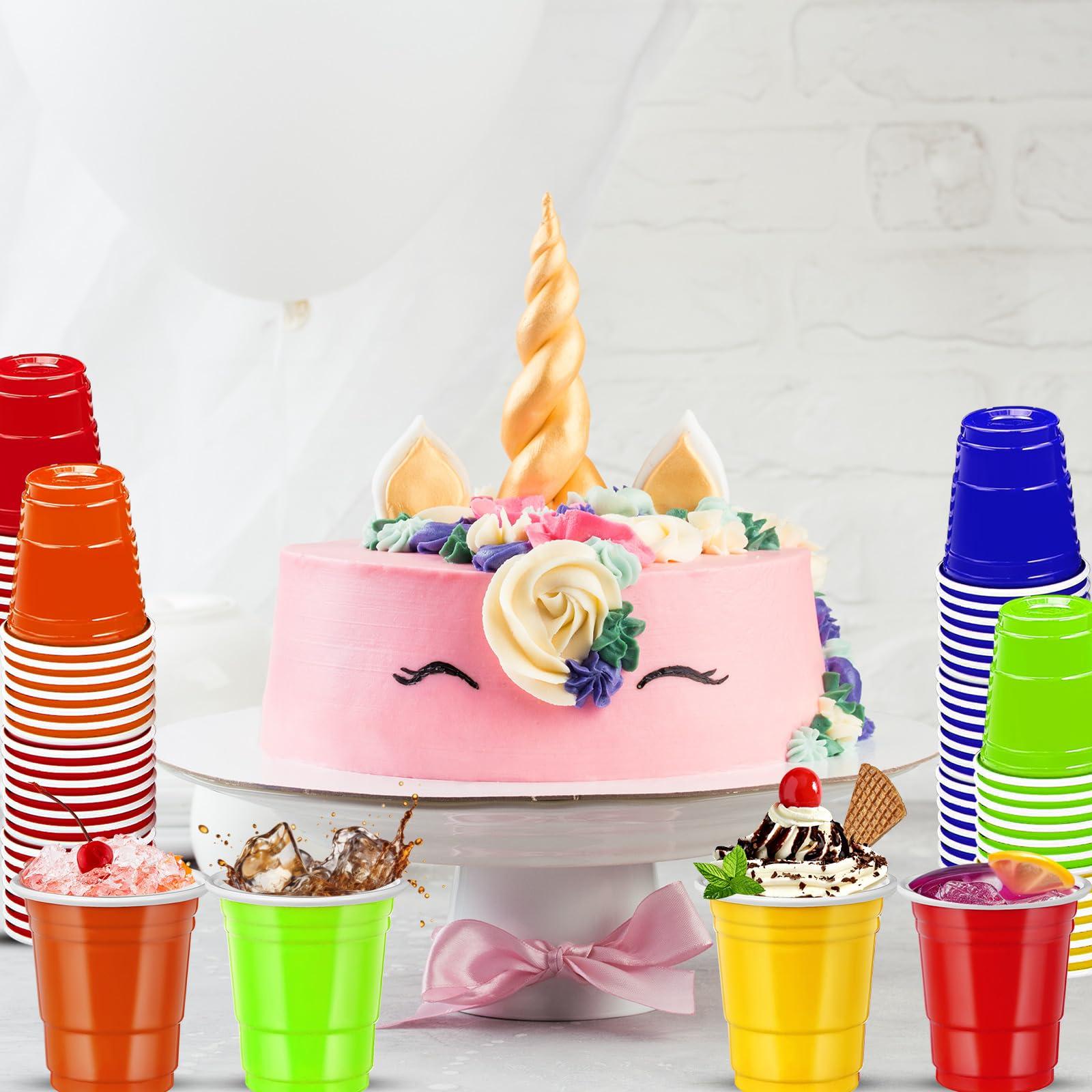 cssopenss 500 pcs 2 oz Colored Plastic Shot Glasses Colorful shot cups neon shot glasses plastic for drinking Tastings served Snacks Jello Tastings and Samples(10 Color)