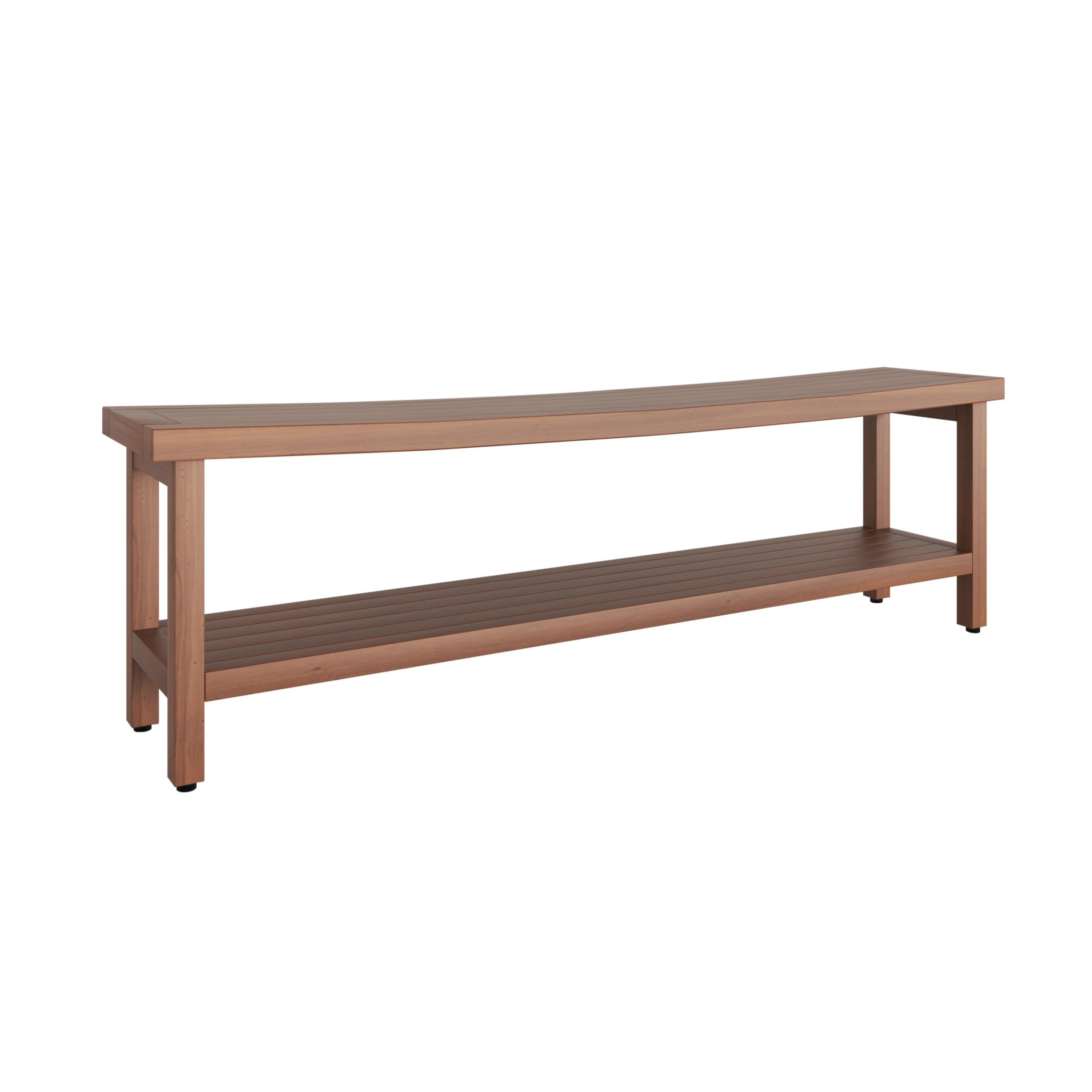 AquaTeak AquaTeak 60" Sumba Manor Teak Shower Bench with Shelf
