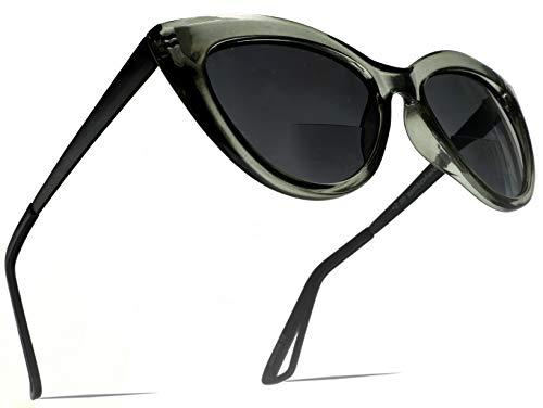 SAMBA SHADES SAMBA SHADES Bifocal Reading Sunglasses Fashion Cat Eye Sunglass Readers Oversized Women\'s CatEye Glasses Green Rx 1.50