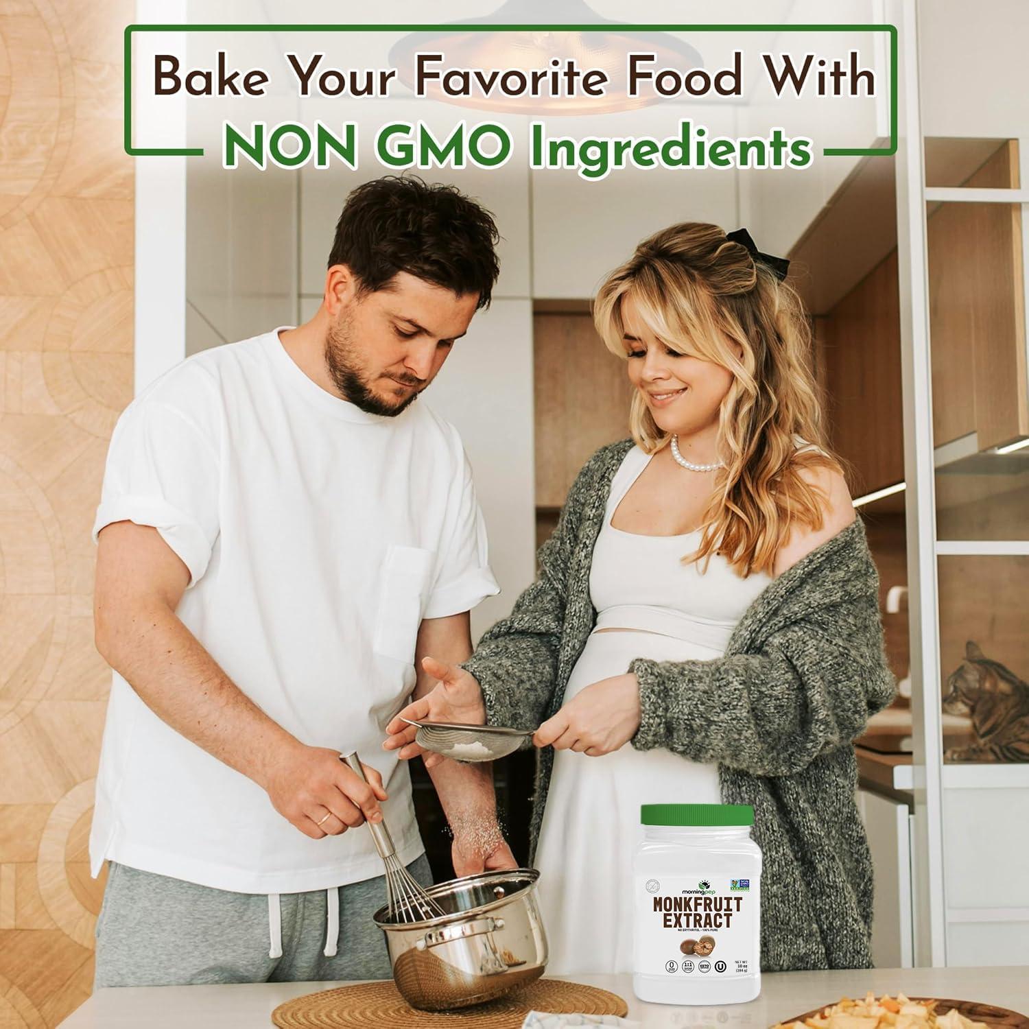 Morning Pep Morning Pep 100% Pure Monk Fruit extract sweetener, No Erythritol, Monkfruit Extract Powder, NON-GMO Project Verified, Keto Certified, OU kosher, No Fillers Zero Calories | Over 900 Servings | 10 oz