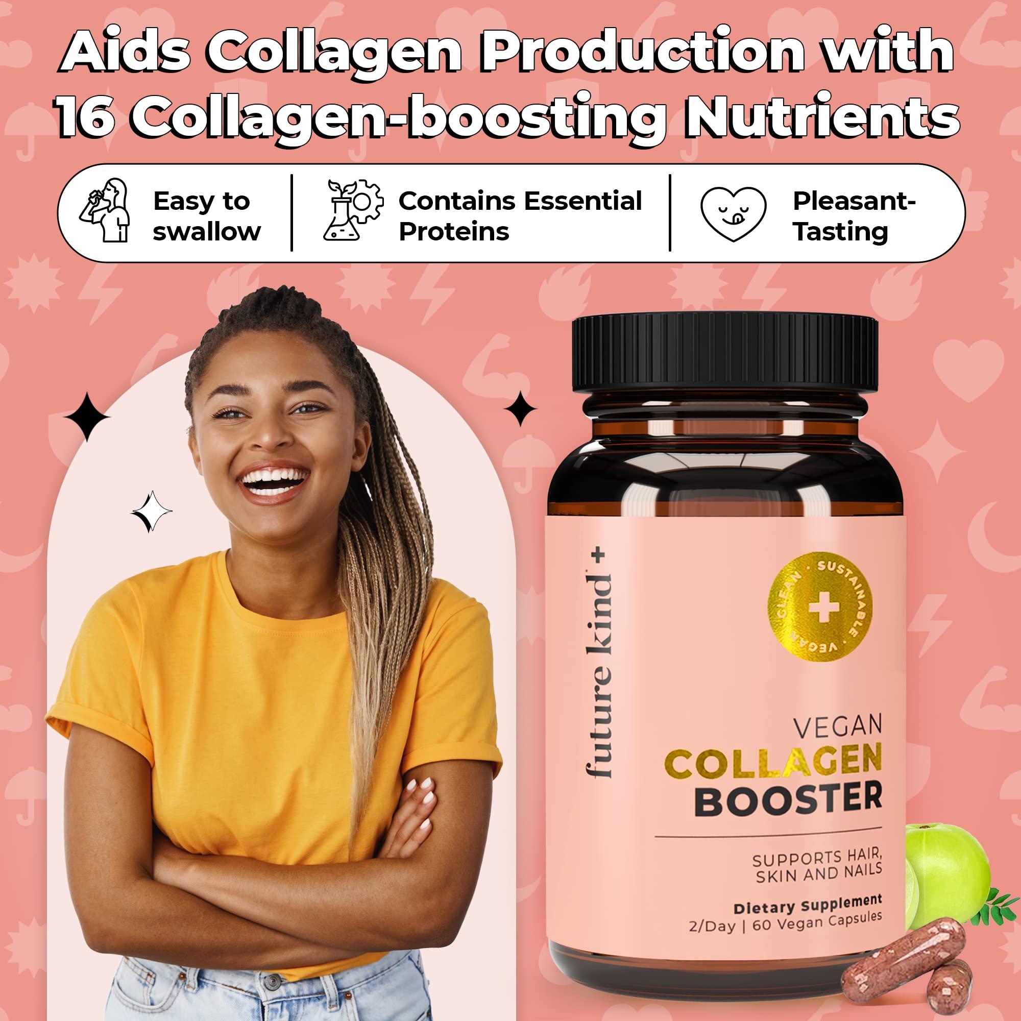 Future Kind Future Kind Vegan Collagen - Supports Collagen Production with Biotin and Vitamin C (60 Capsules in Glass Bottle)