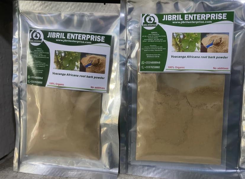 Jibril enterprise Generic Voacanga Africana root bark powder, no additives, 100% organic, 100g/pack, including phyto sanitary certificate