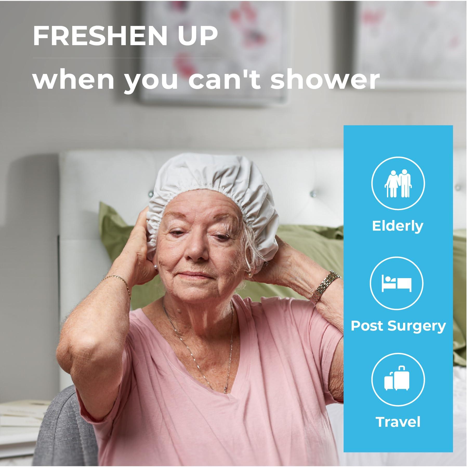 Scrubzz Scrubzz Shampoo Caps No Rinse for Elderly and Bedridden Patients, Rinse Free Shampoo Caps for Post Surgery and Hospital Stays, Waterless Hair Washing Shower Caps - 6 Pack