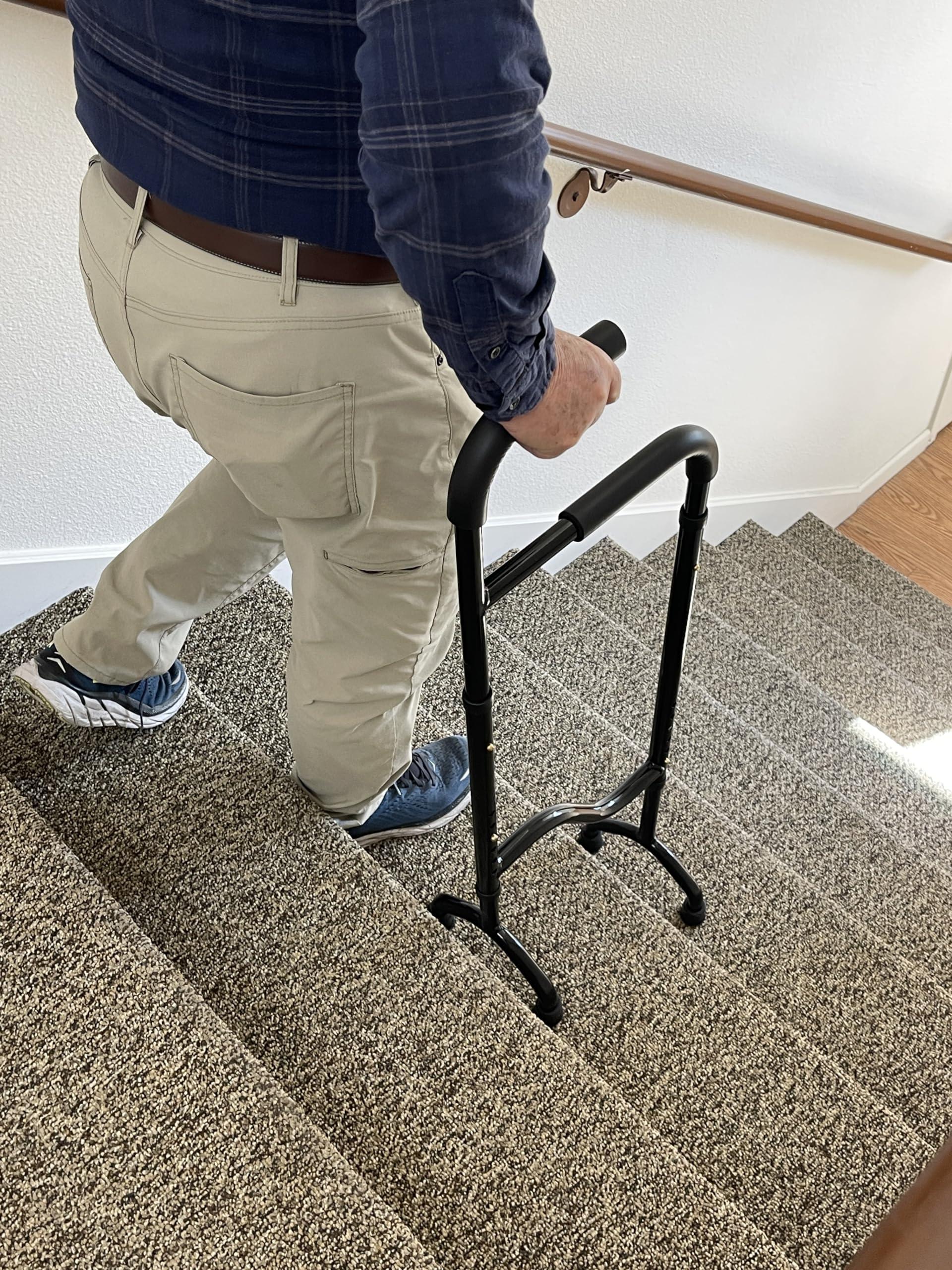 Rock Steady Cane Stair Climbing Assist Cane Reduces Shock and Pain as You Step Down Each Step. Adjustable, Light Weight, Sturdy, Foam Handles. Supports Up to 300 Lbs. Stability You Can Lean on by Rock Steady Cane